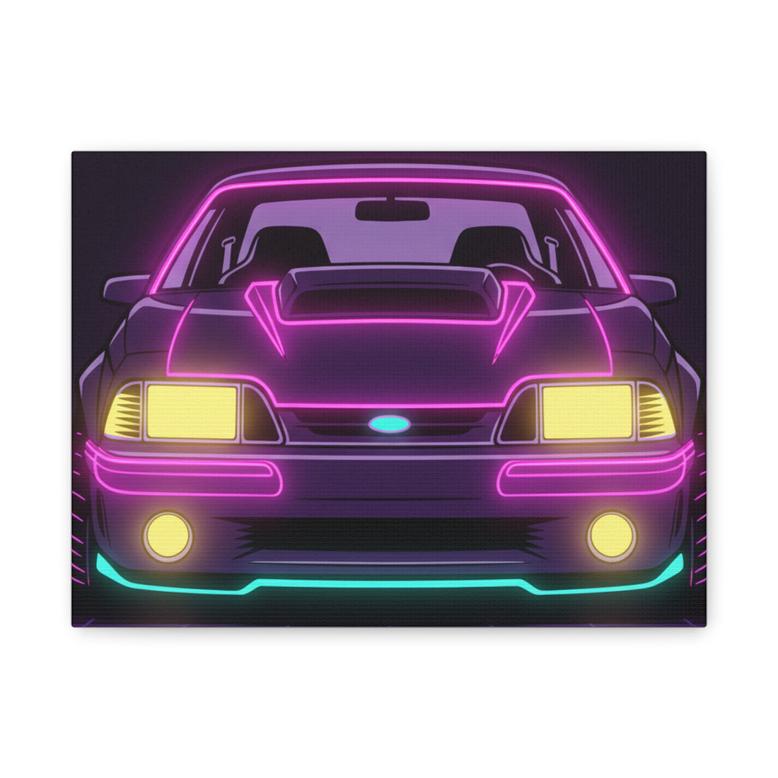 Ford Mustang Fox Body GT Neon Synthwave Canvas Wall Art
