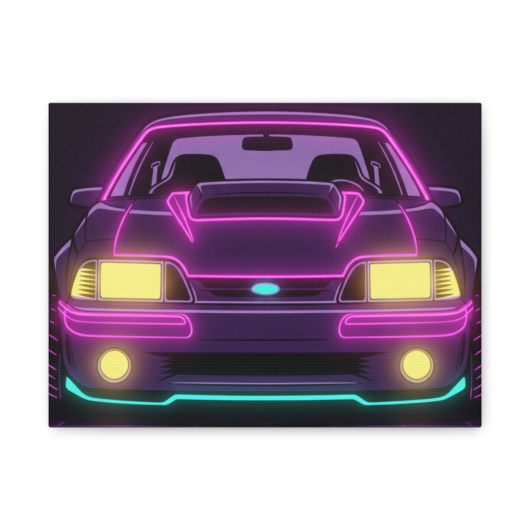 Ford Mustang Fox Body GT Neon Synthwave Canvas Wall Art