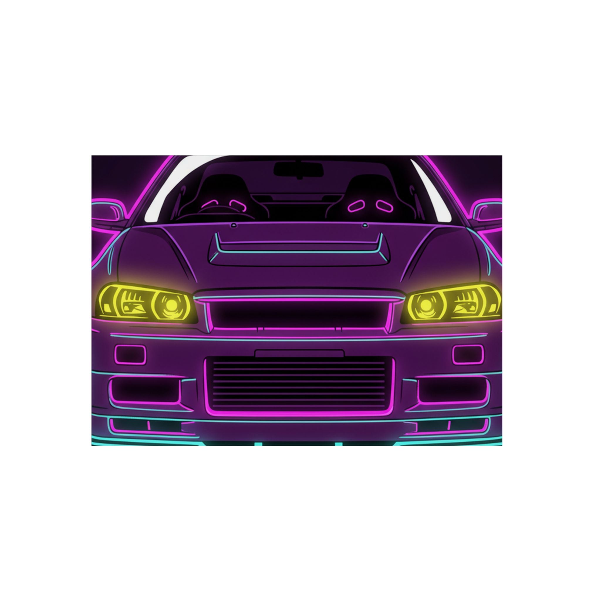Nissan GT-R Neon Synthwave Metal Wall Sign