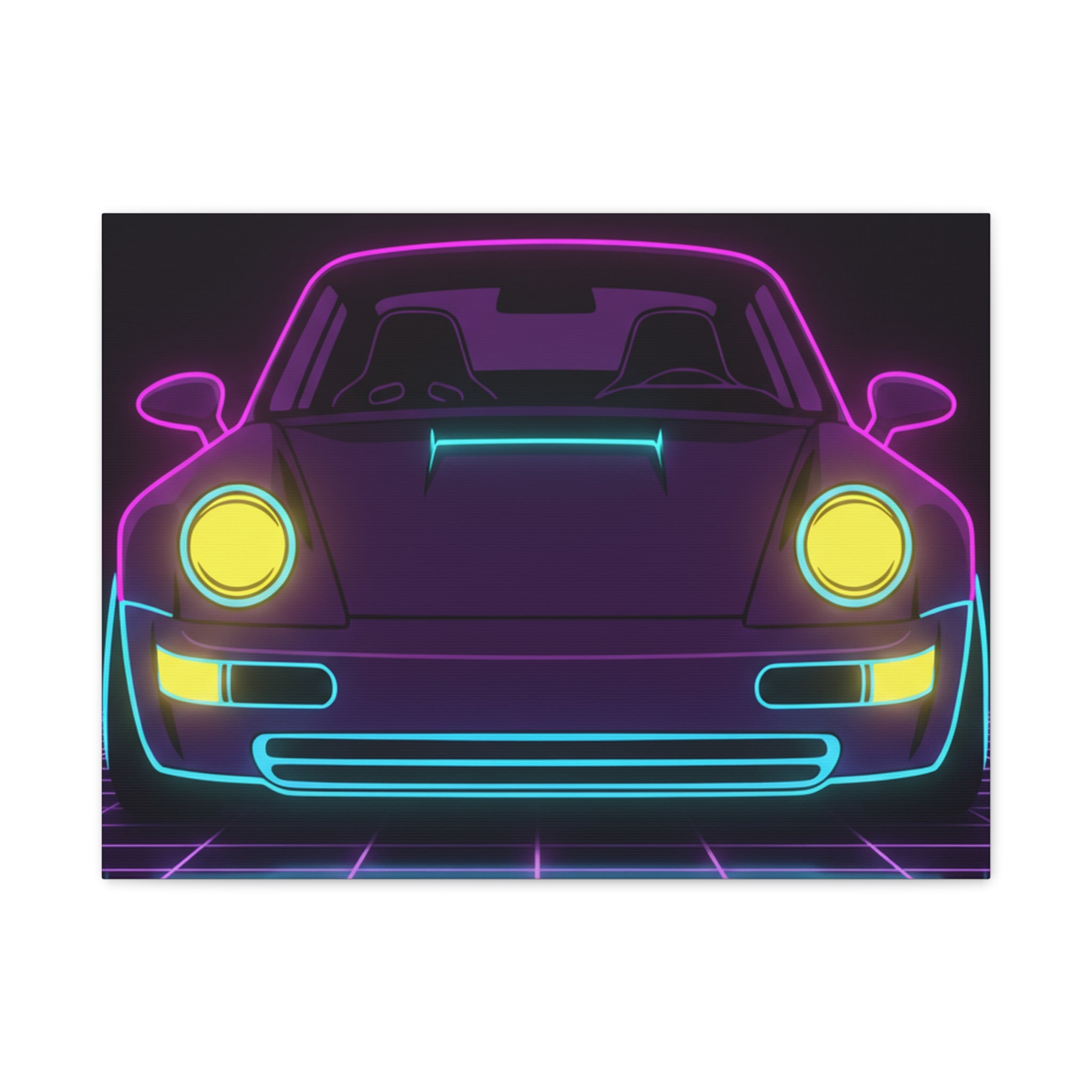 Porsche 964 Singer Neon Synthwave Canvas Wall Art