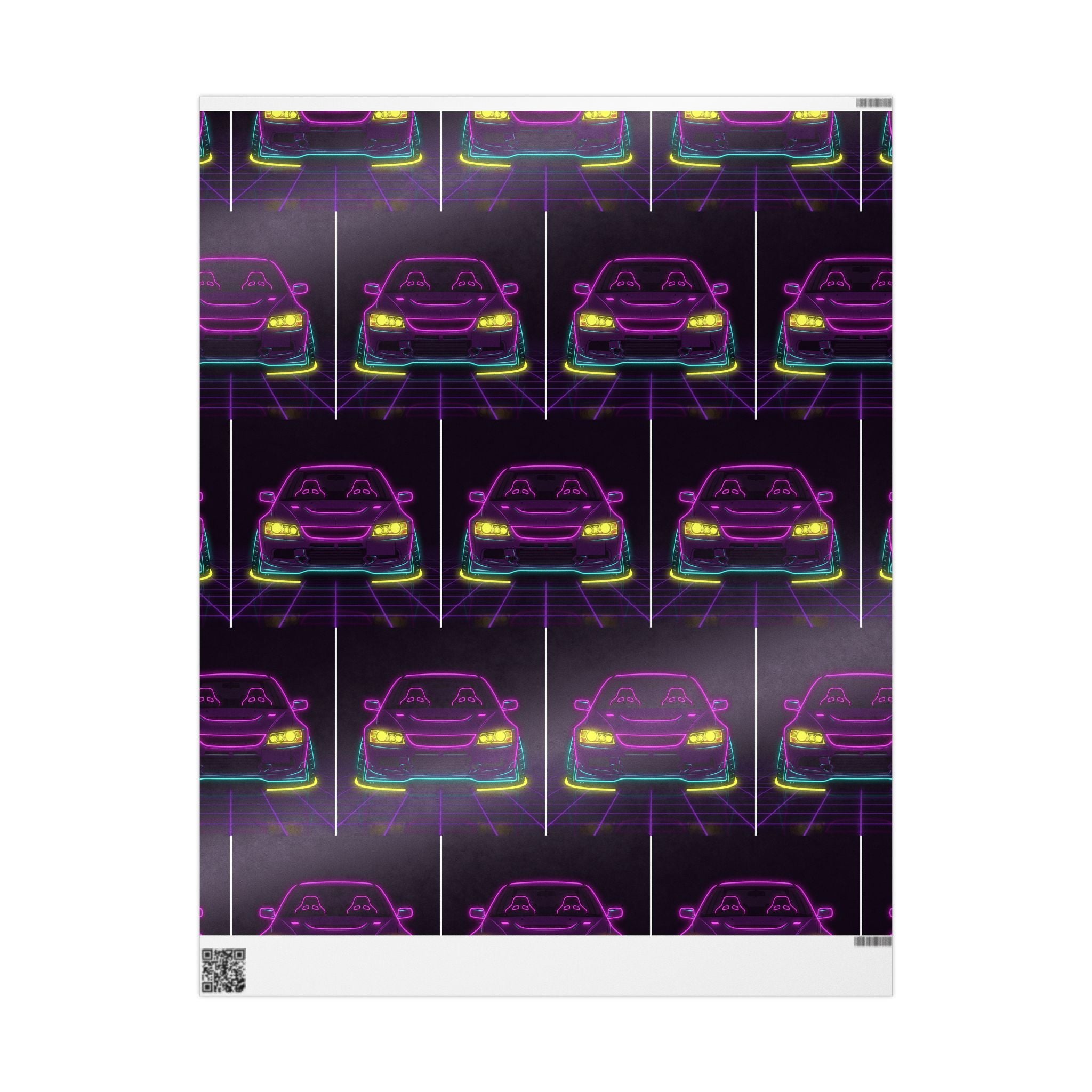 Mitsubishi Evo IX (2005-07) Neon Synthwave Gift Wrapping Paper