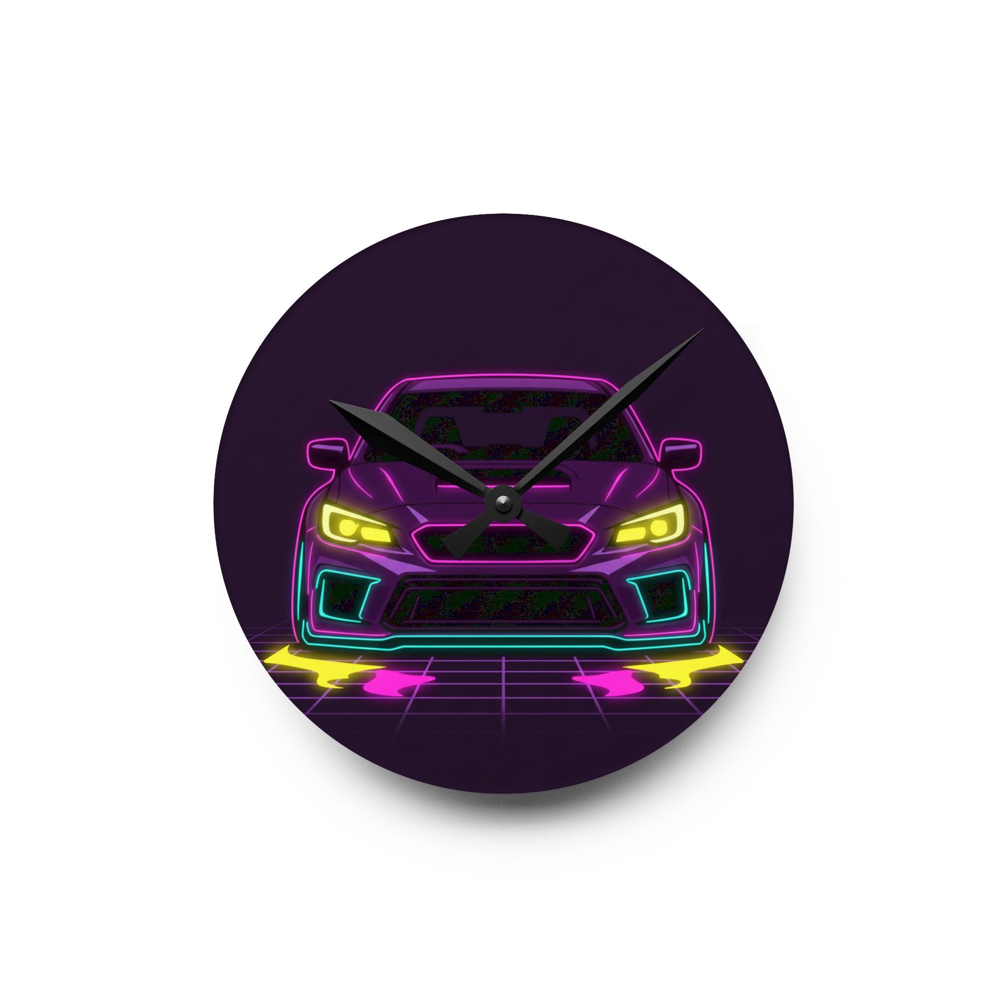 Subaru WRX STI Neon Synthwave Wall Clock