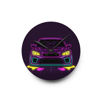 Subaru WRX STI Neon Synthwave Wall Clock