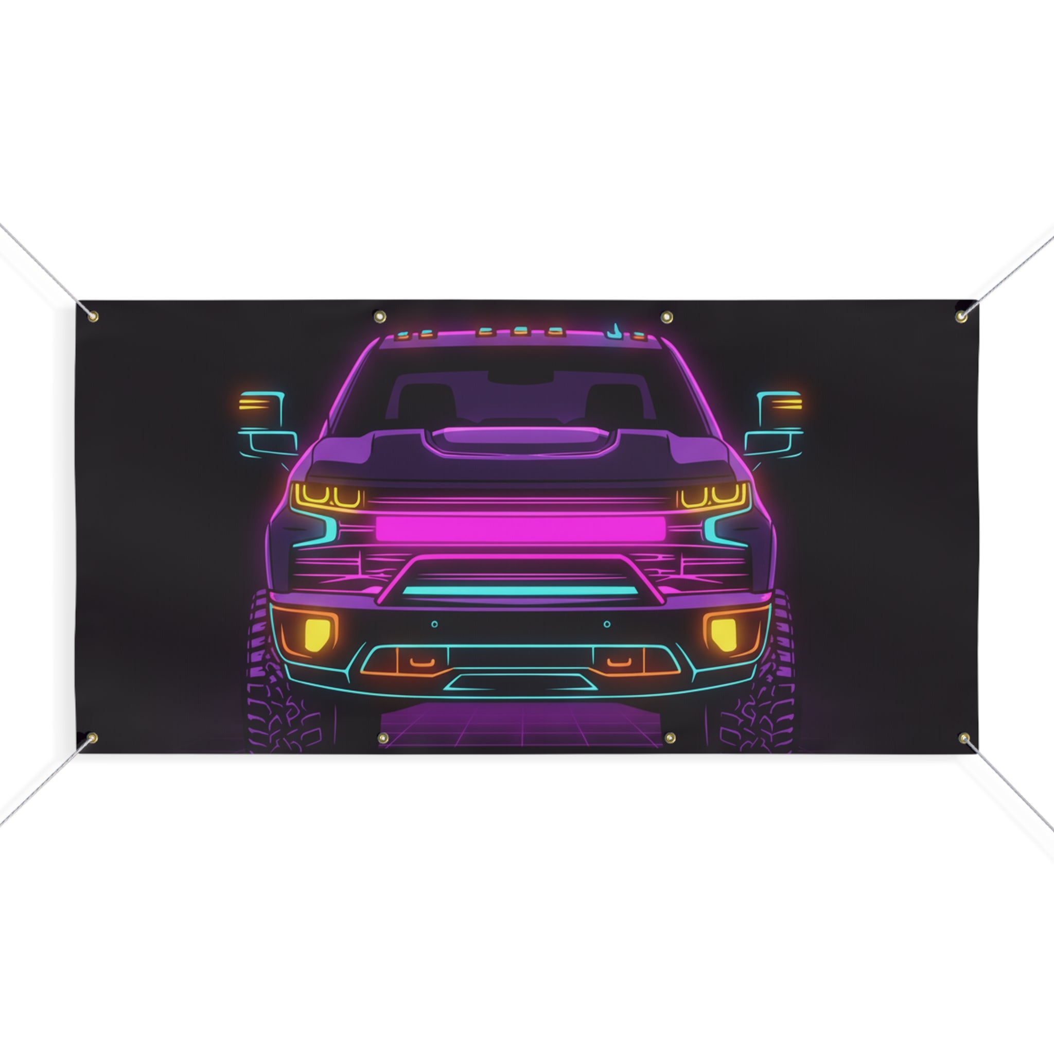 Chevy Silverado Trail Boss (2019+) Neon Synthwave Banner