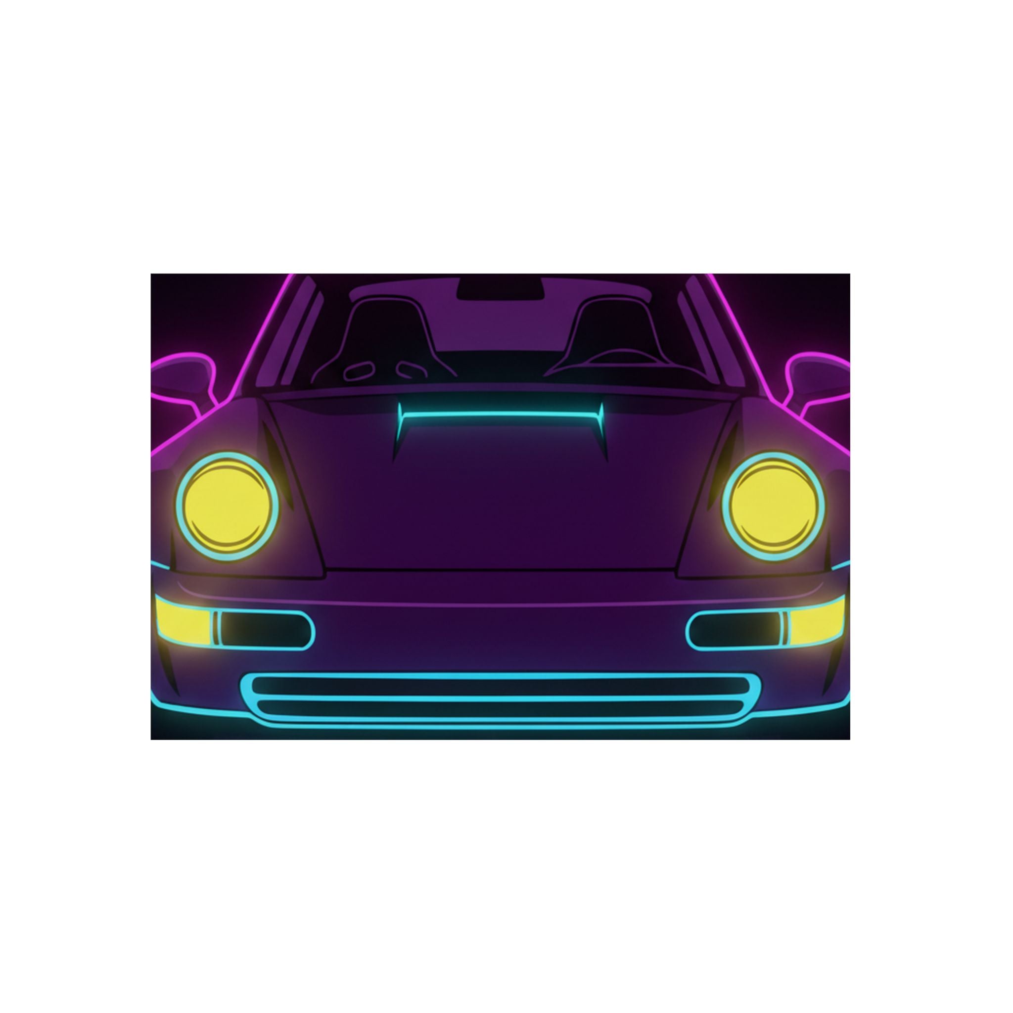 Porsche 964 Singer Neon Synthwave Metal Wall Sign