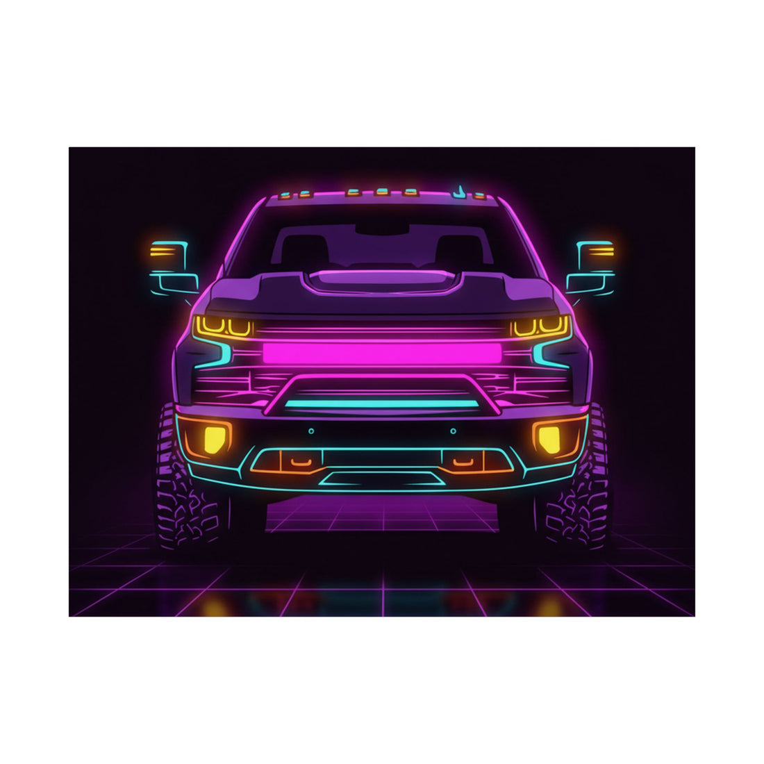 Chevy Silverado Trail Boss (2019+) Neon Synthwave Poster