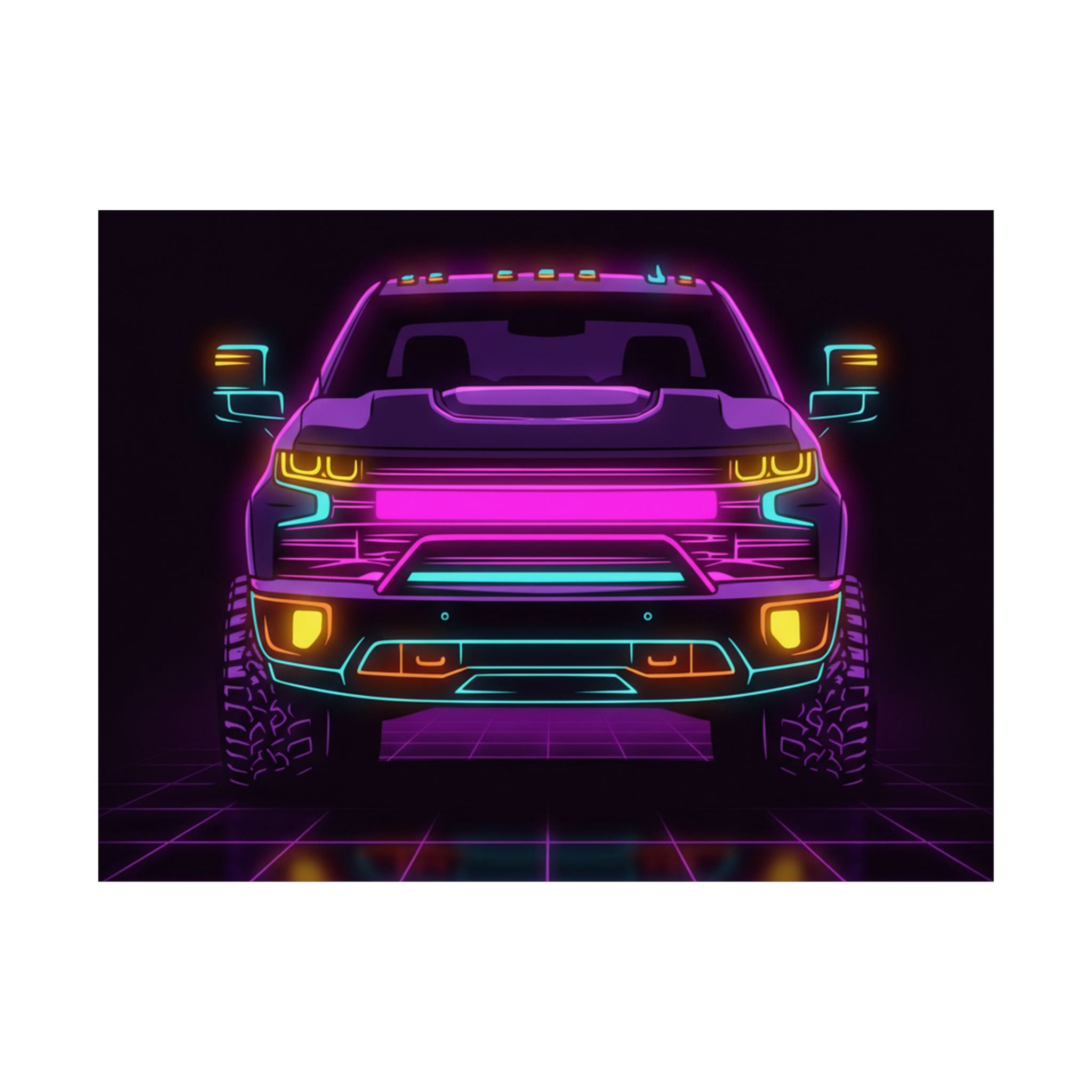 Chevy Silverado Trail Boss (2019+) Neon Synthwave Poster