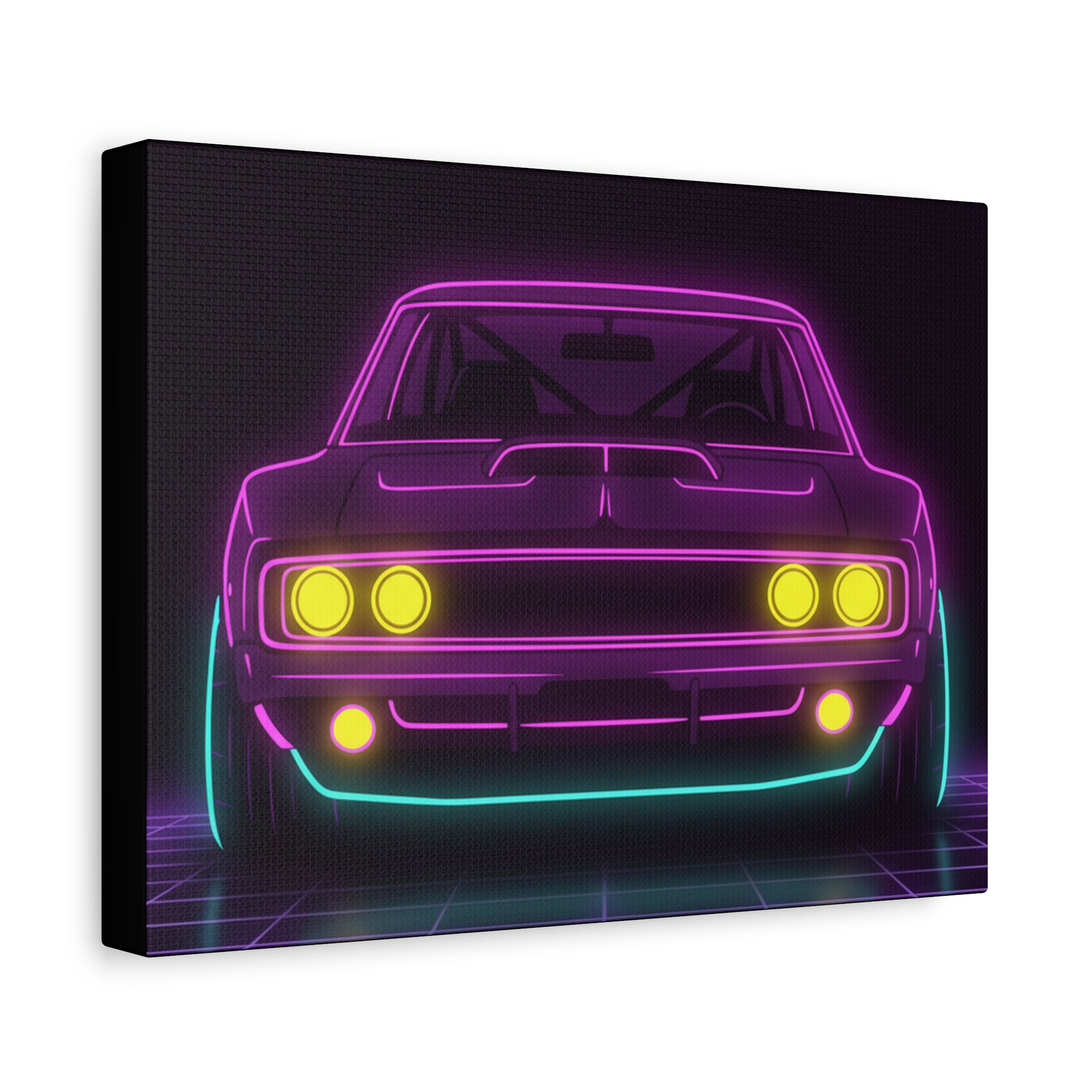 Dodge Charger R/T (1968-70) Neon Synthwave Canvas Wall Art