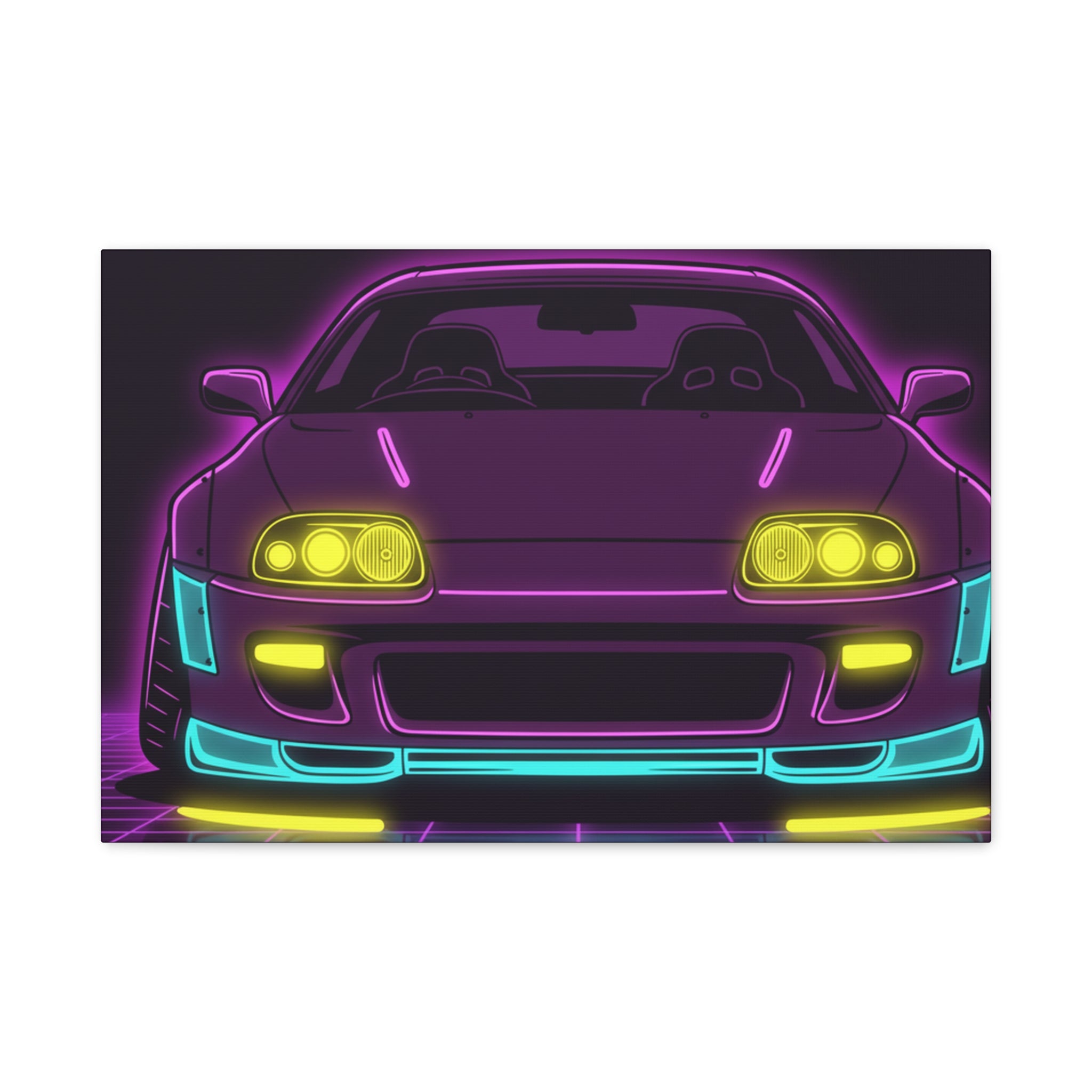 Toyota Supra MK4 Neon Synthwave Canvas Wall Art