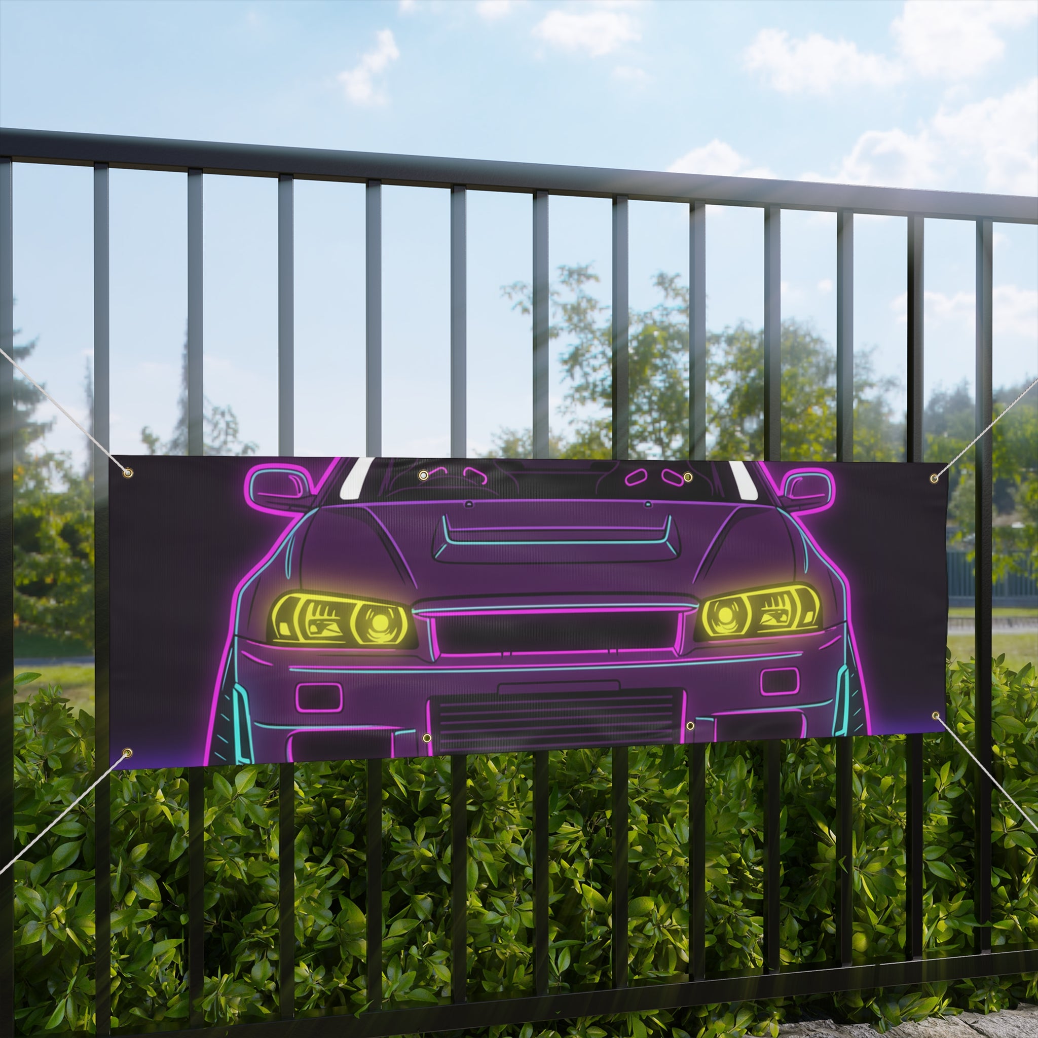 Nissan GT-R Neon Synthwave Banner