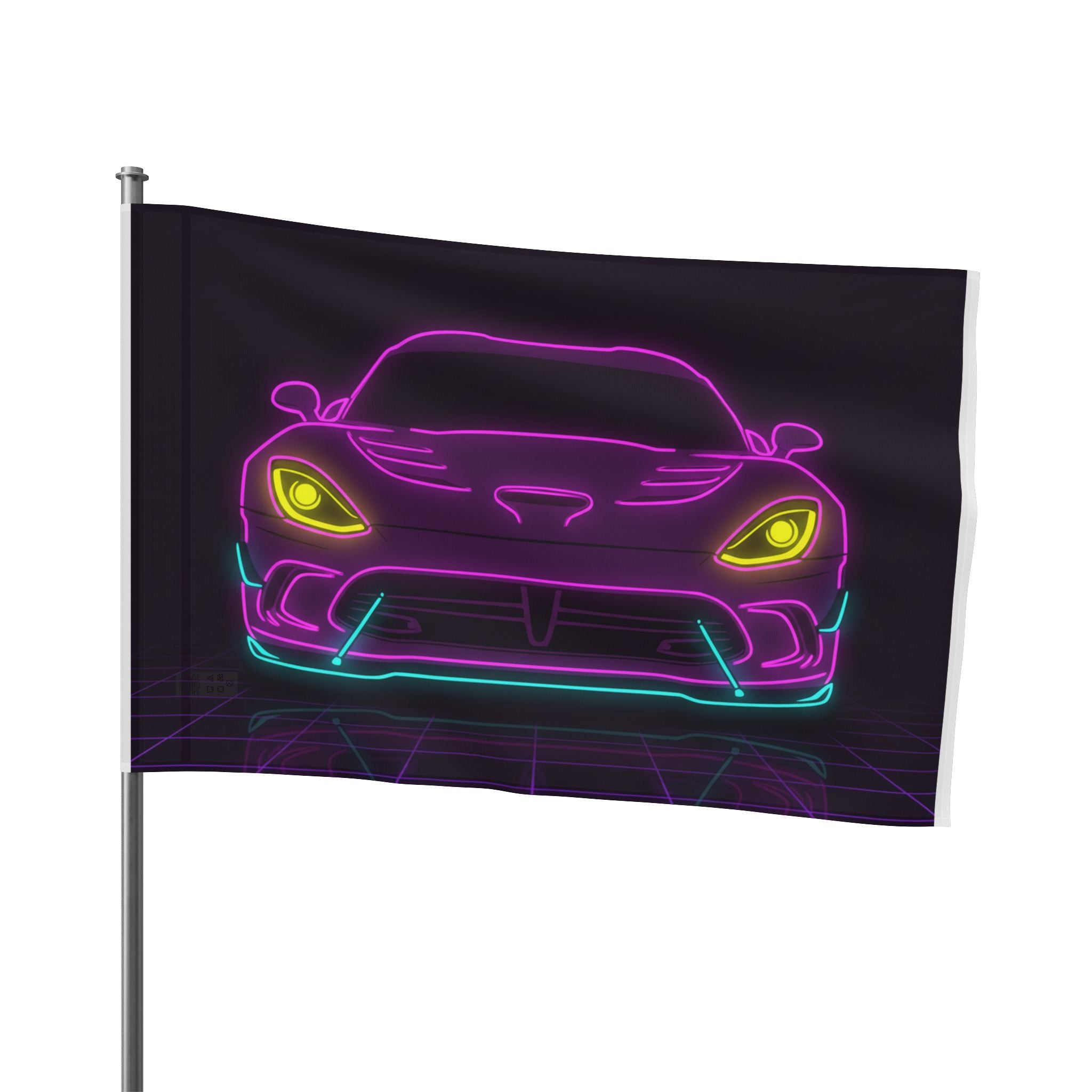 Dodge Viper (1992-17) Neon Synthwave Garage Flag