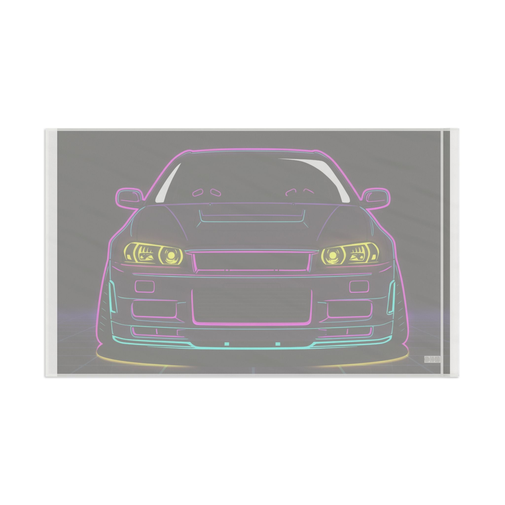 Nissan GT-R Neon Synthwave Garage Flag