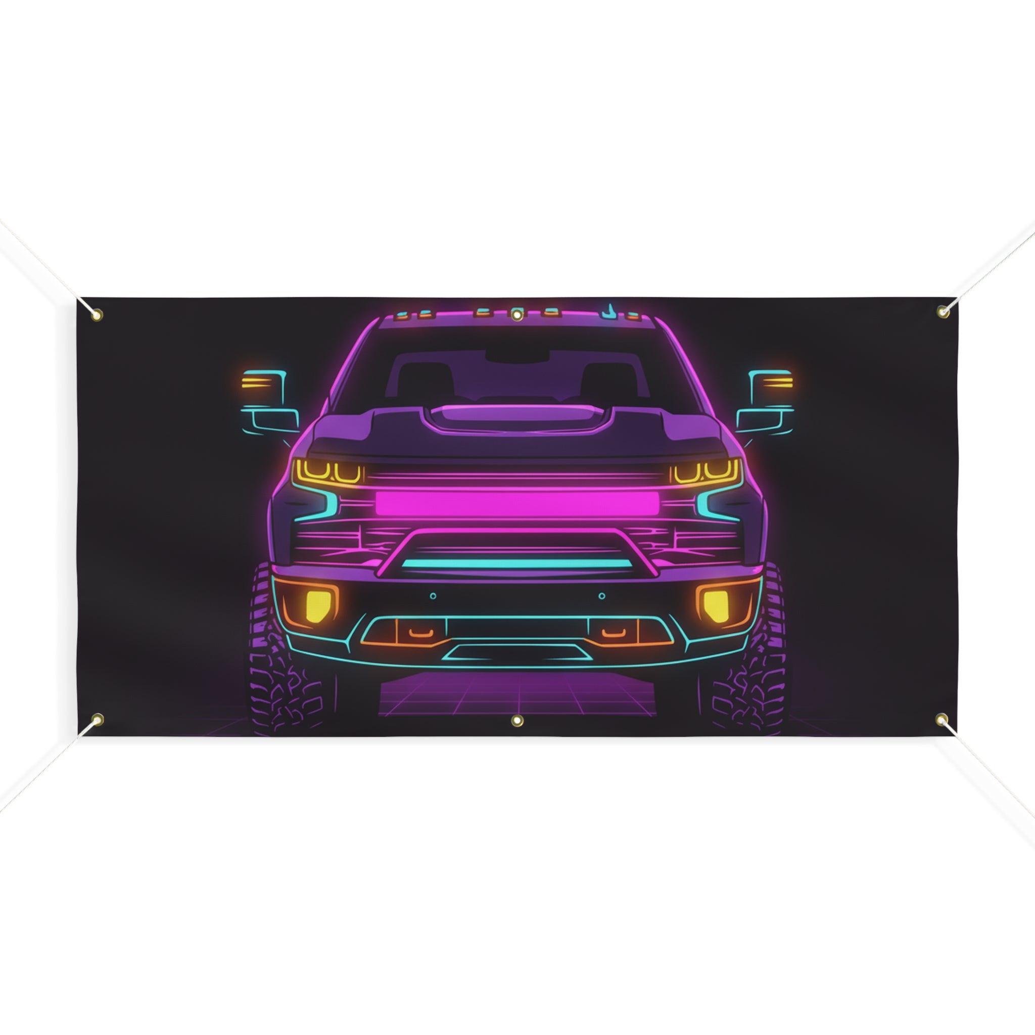Chevy Silverado Trail Boss (2019+) Neon Synthwave Banner