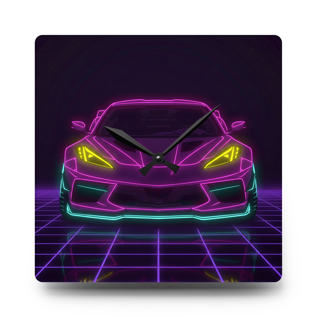 Corvette C8 (2020+) Neon Synthwave Wall Clock