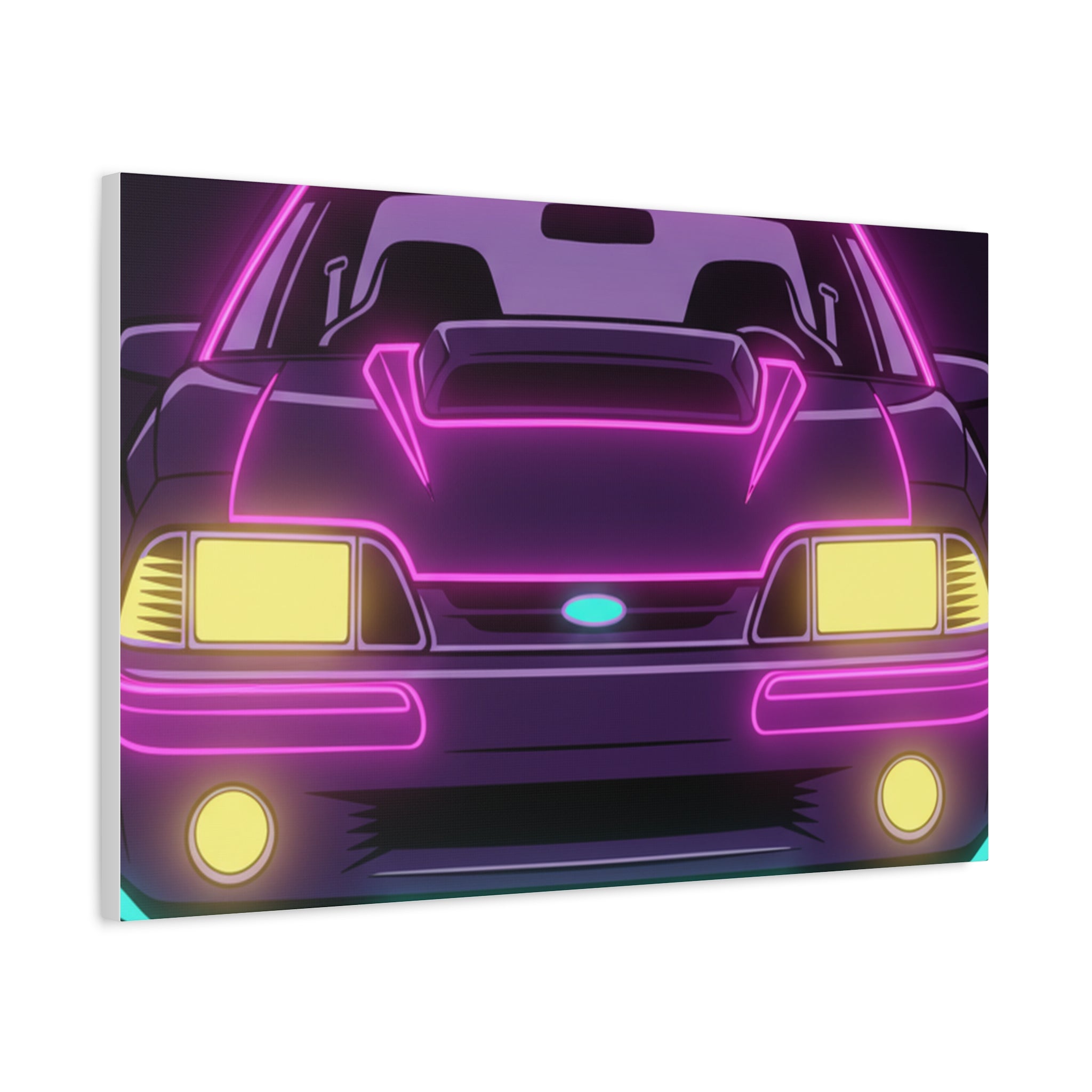 Ford Mustang Fox Body GT Neon Synthwave Canvas Wall Art