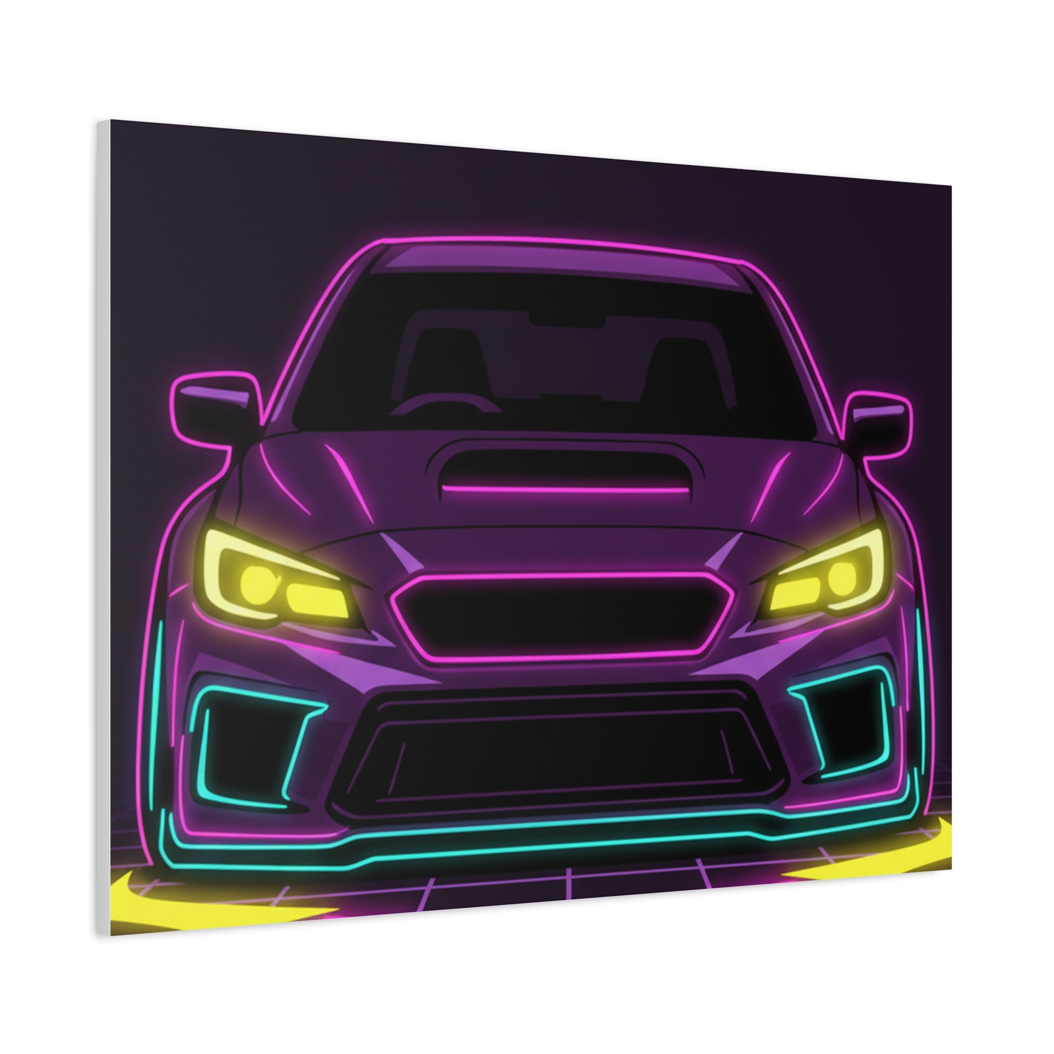 Subaru WRX STI Neon Synthwave Canvas Wall Art