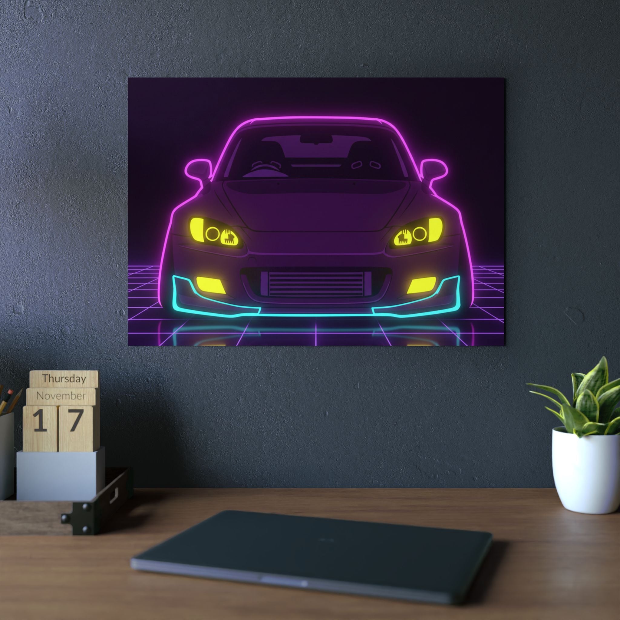 Honda S2000 (1999-09) Neon Synthwave Metal Wall Sign