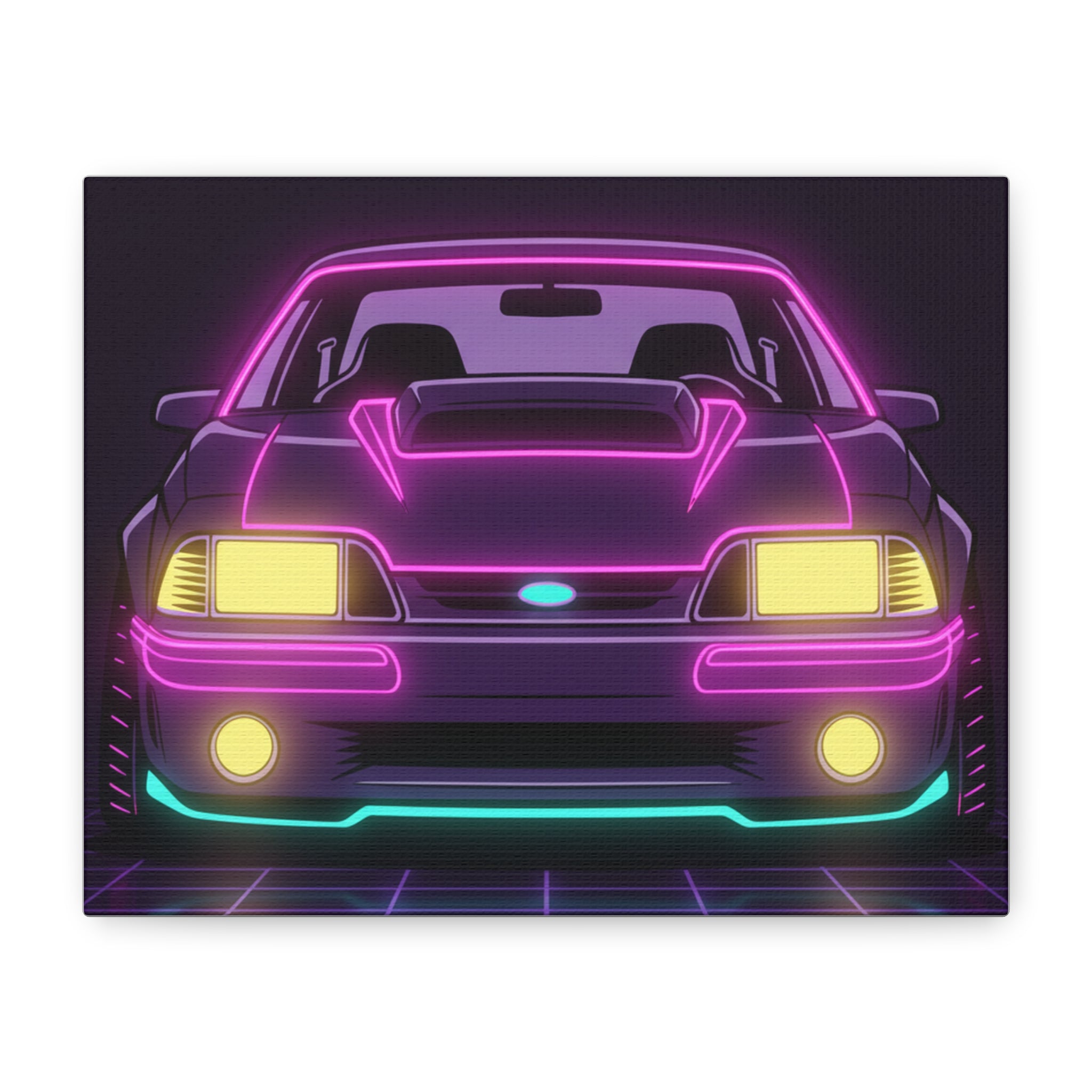 Ford Mustang Fox Body GT Neon Synthwave Canvas Wall Art