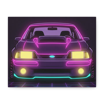 Ford Mustang Fox Body GT Neon Synthwave Canvas Wall Art