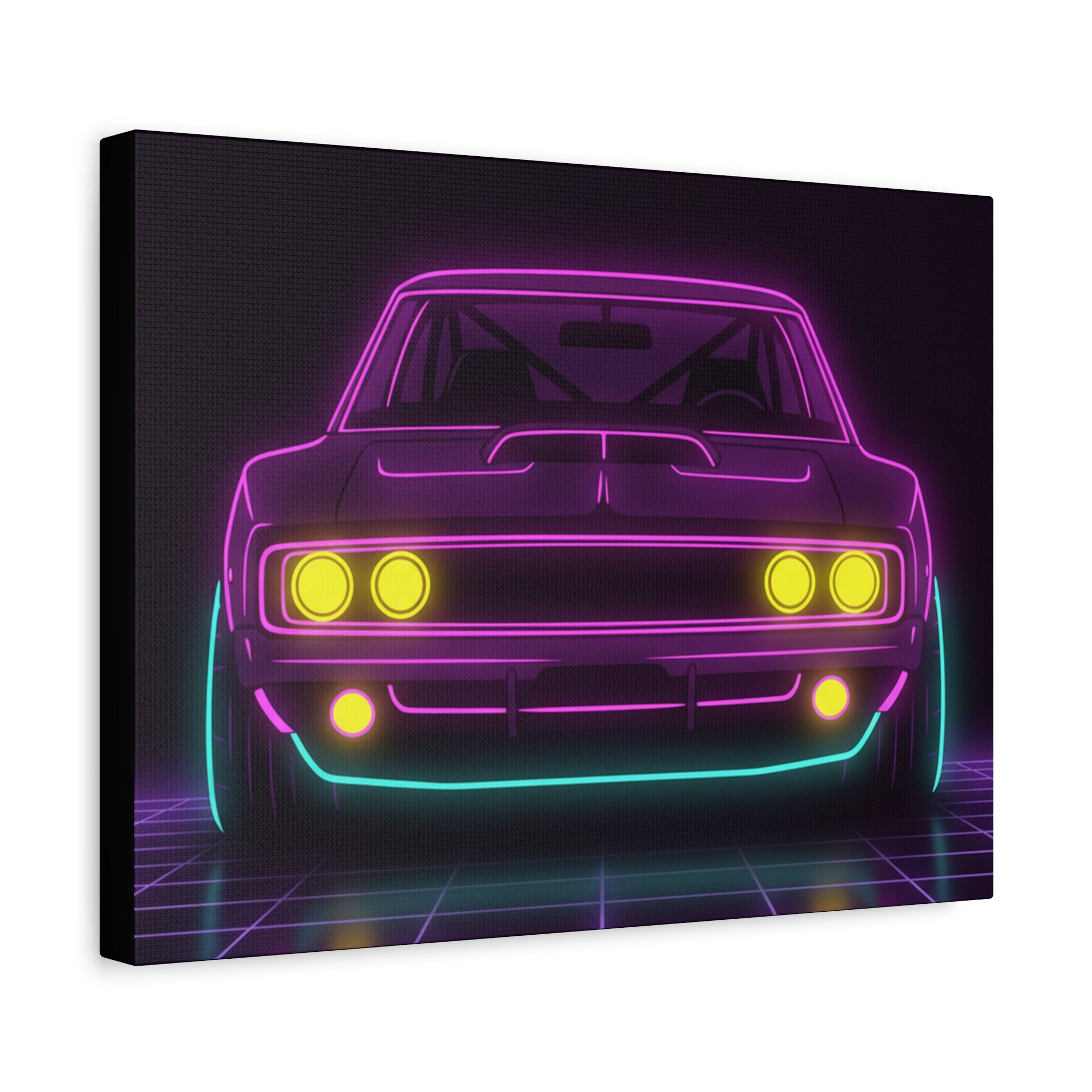 Dodge Charger R/T (1968-70) Neon Synthwave Canvas Wall Art