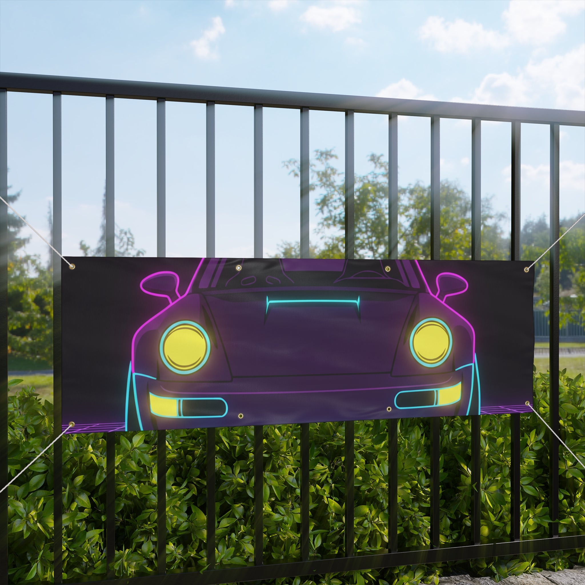 Porsche 964 Singer Neon Synthwave Banner