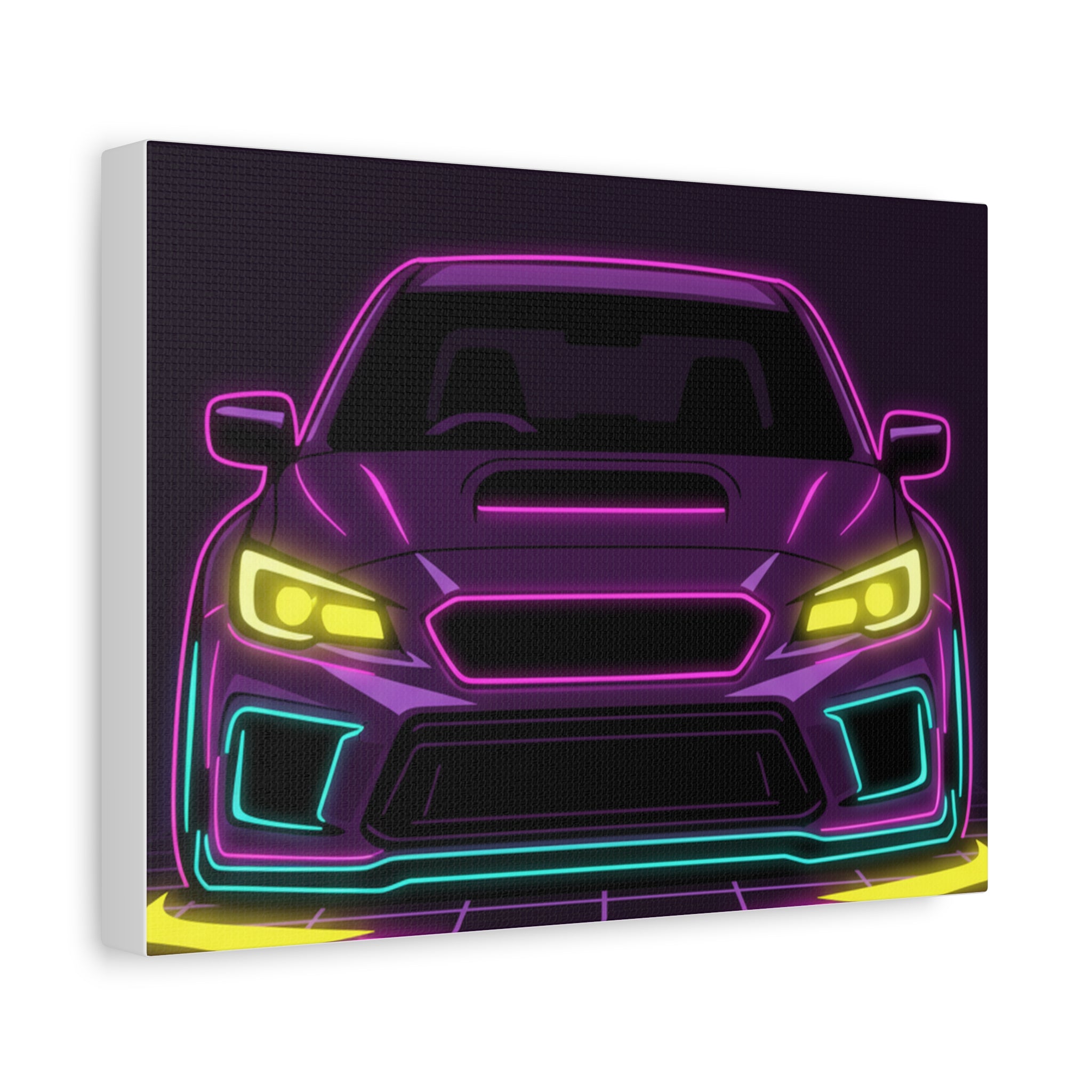 Subaru WRX STI Neon Synthwave Canvas Wall Art