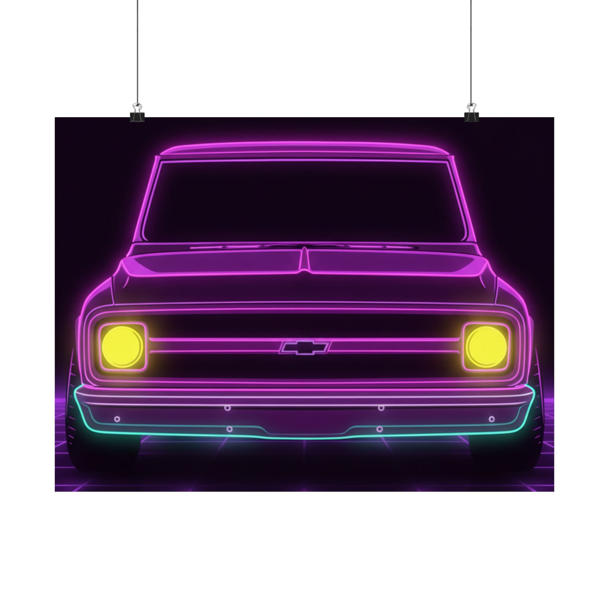 Chevy C10 Pickup (1967-72) Pro-Touring Neon Synthwave Poster