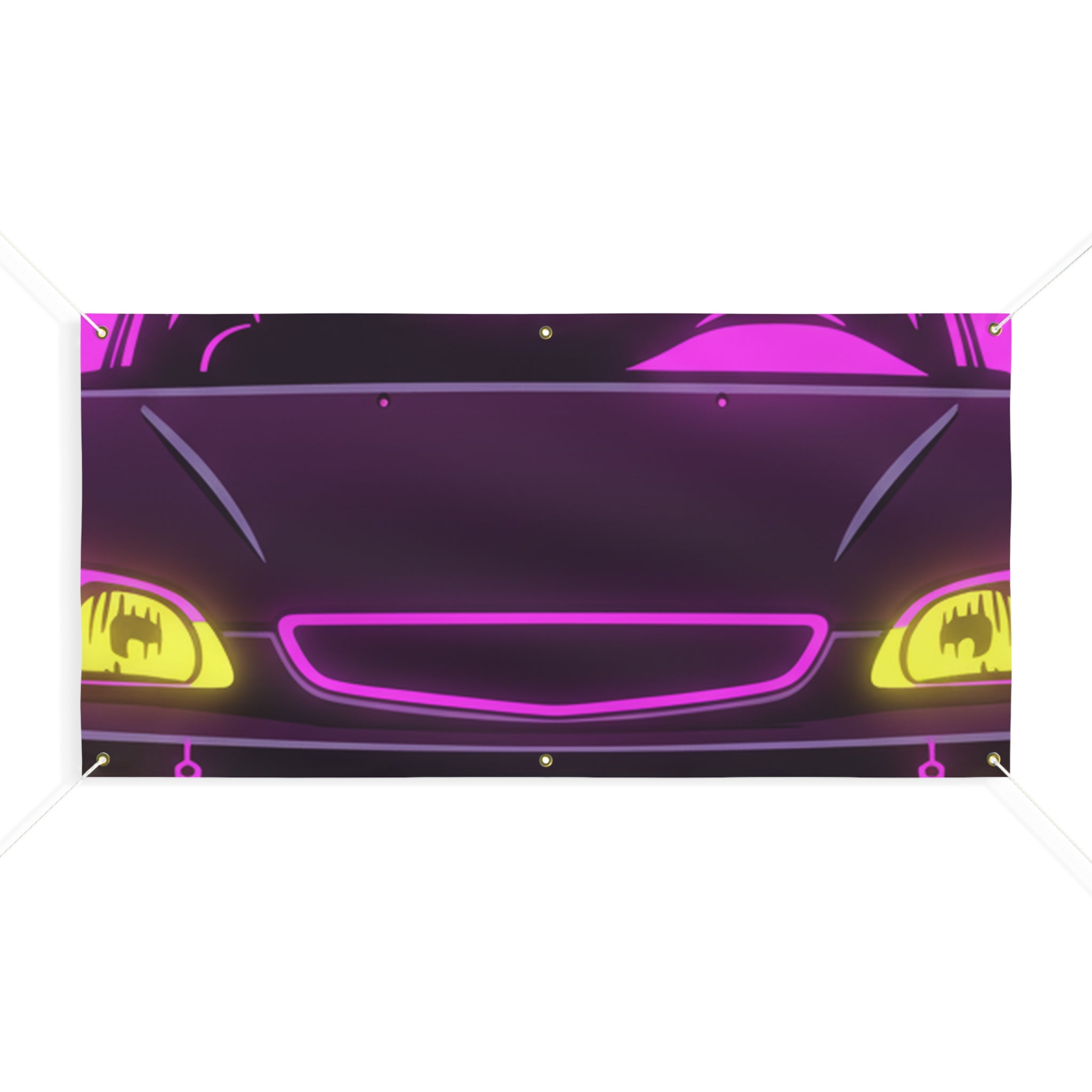 Honda Civic EK Hatch Neon Synthwave Banner