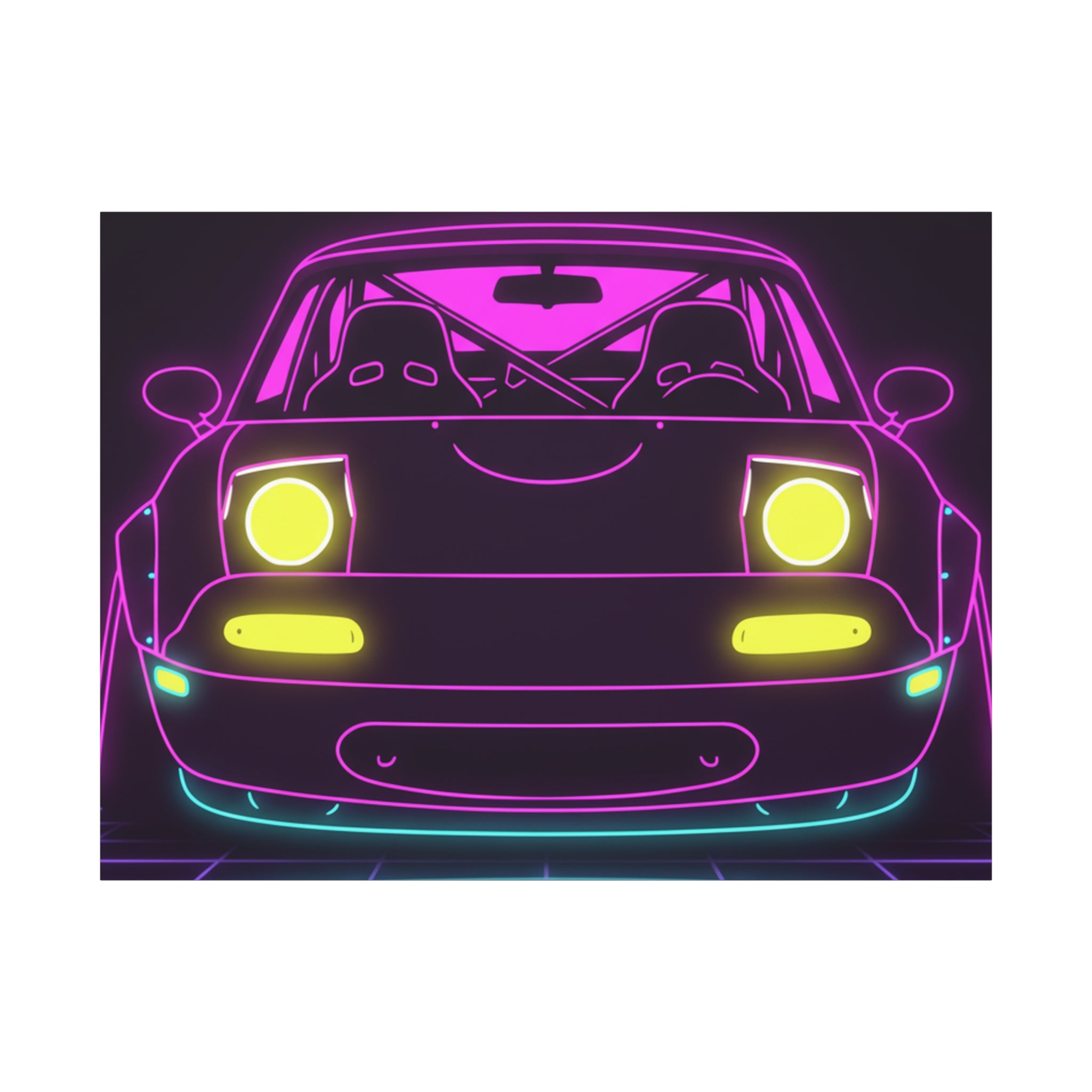 Mazda Miata NA (1989-97) Neon Synthwave Canvas Wall Art