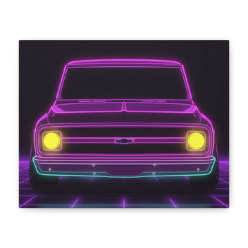 Chevy C10 Pickup (1967-72) Pro-Touring Neon Synthwave Canvas Wall Art