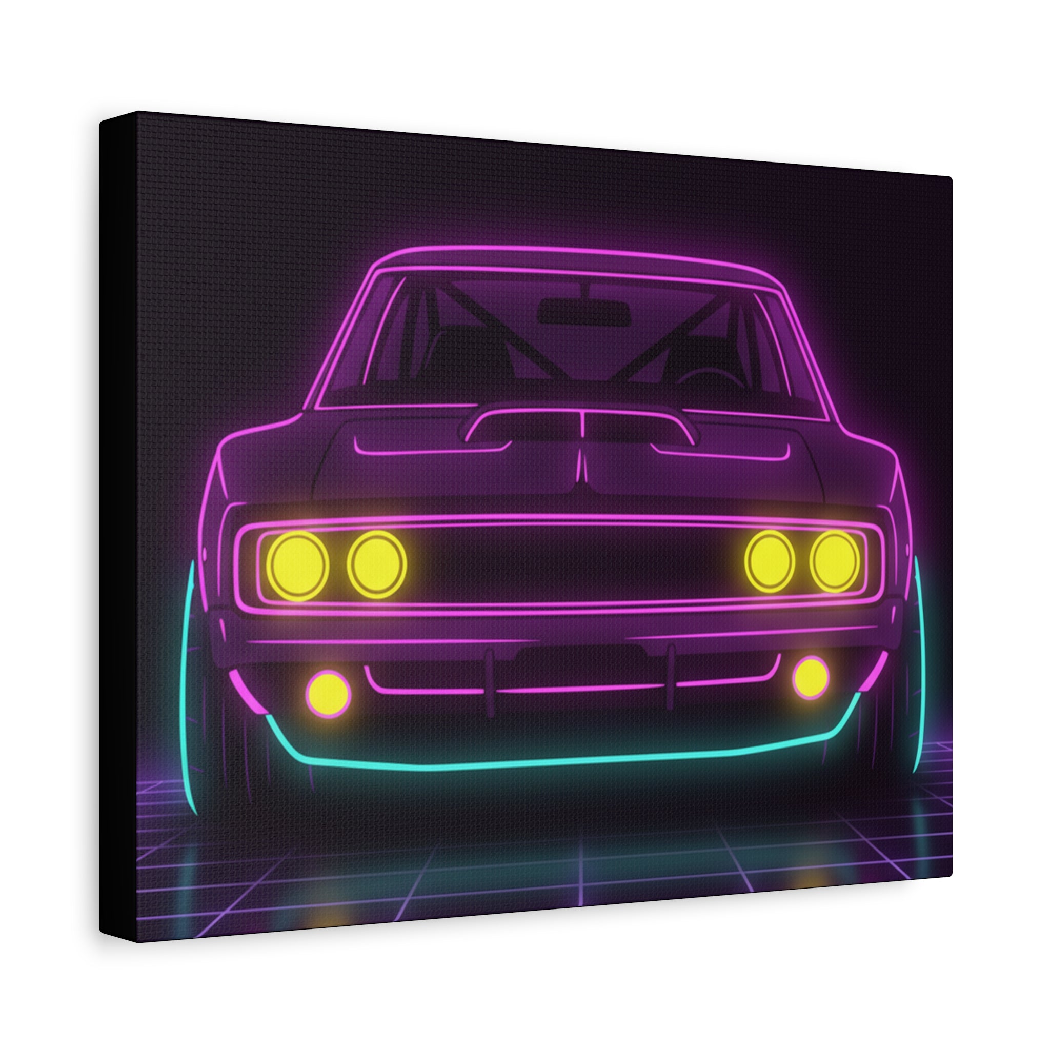 Dodge Charger R/T (1968-70) Neon Synthwave Canvas Wall Art