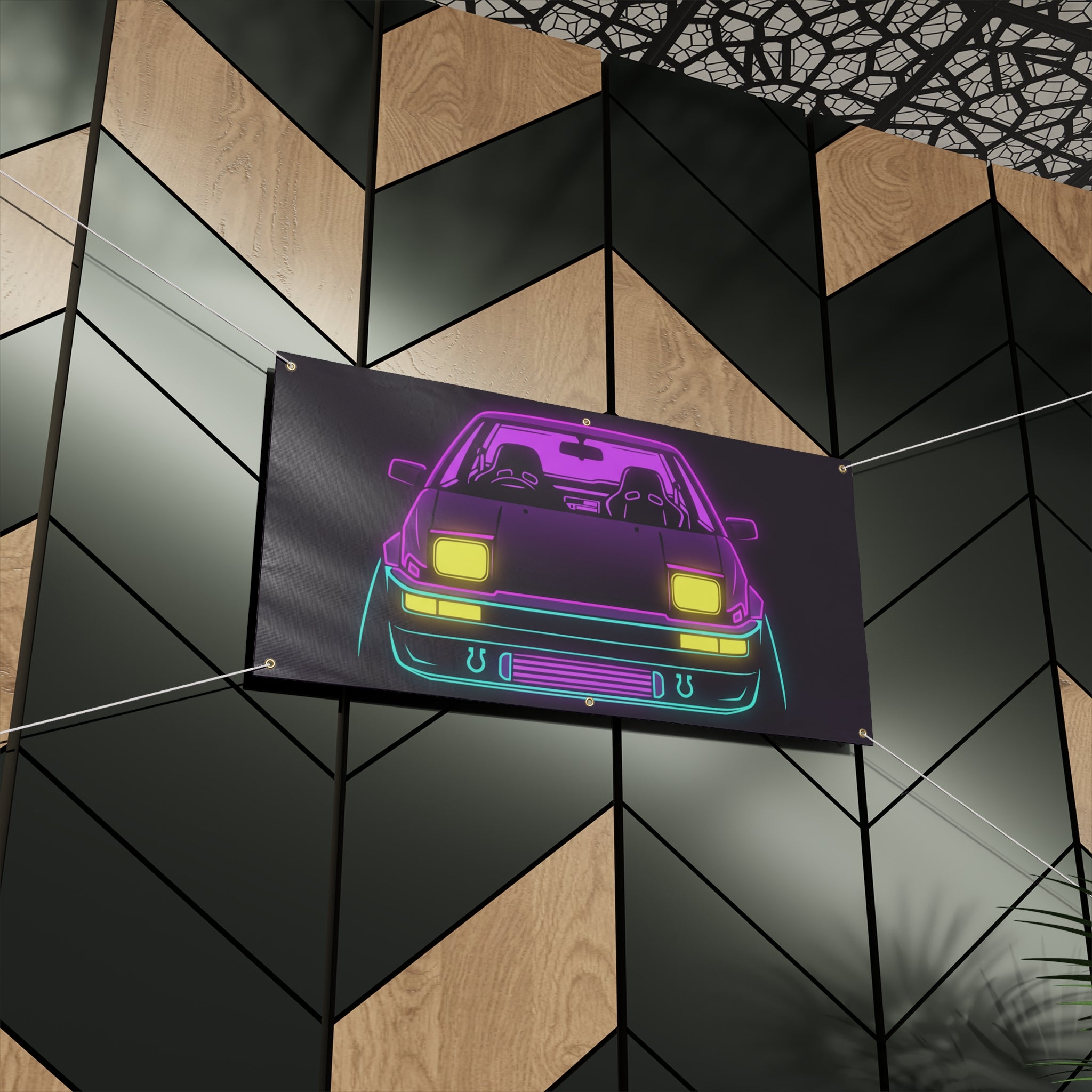 Toyota AE86 (1983-87) Neon Synthwave Banner