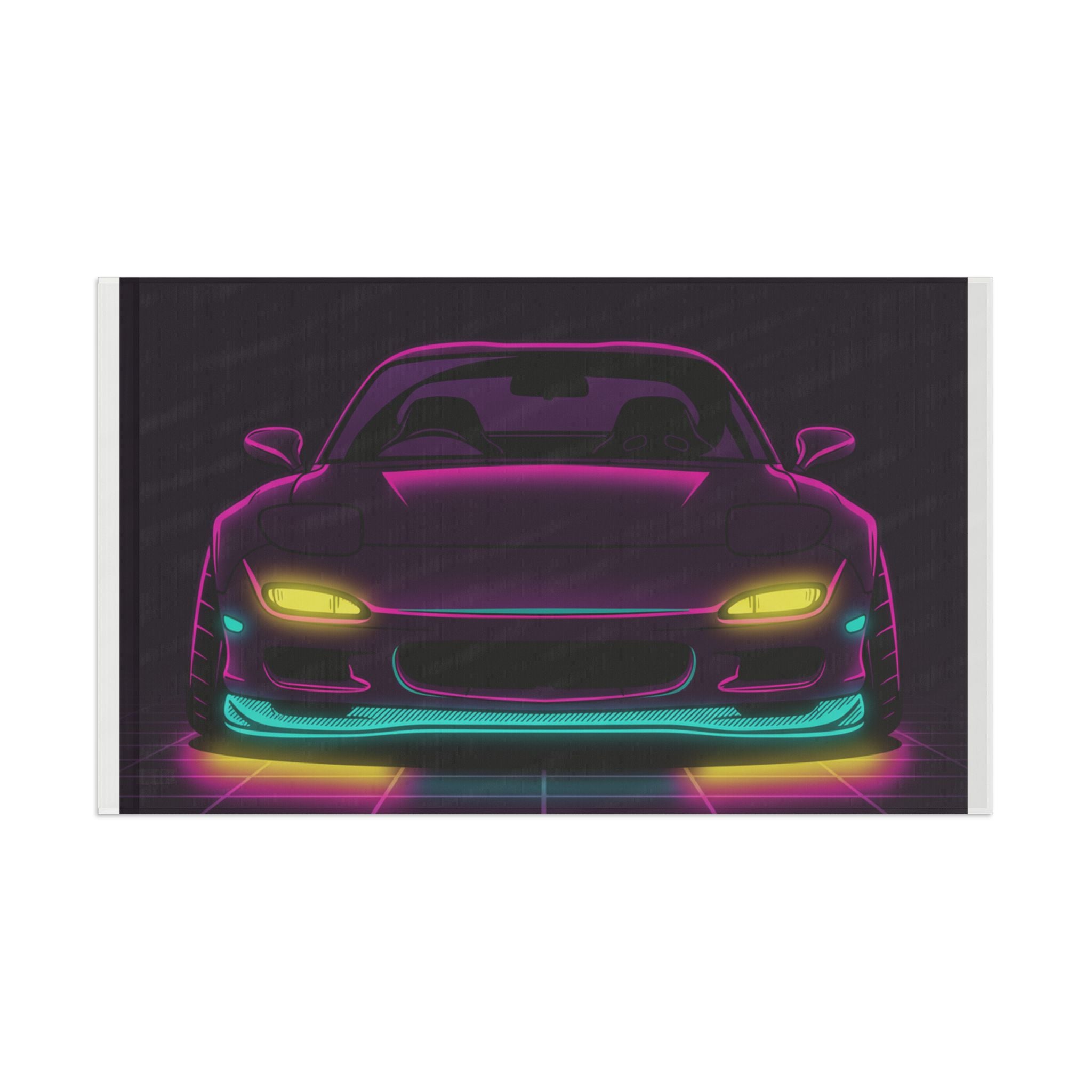 Mazda RX-7 FD Neon Synthwave Garage Flag