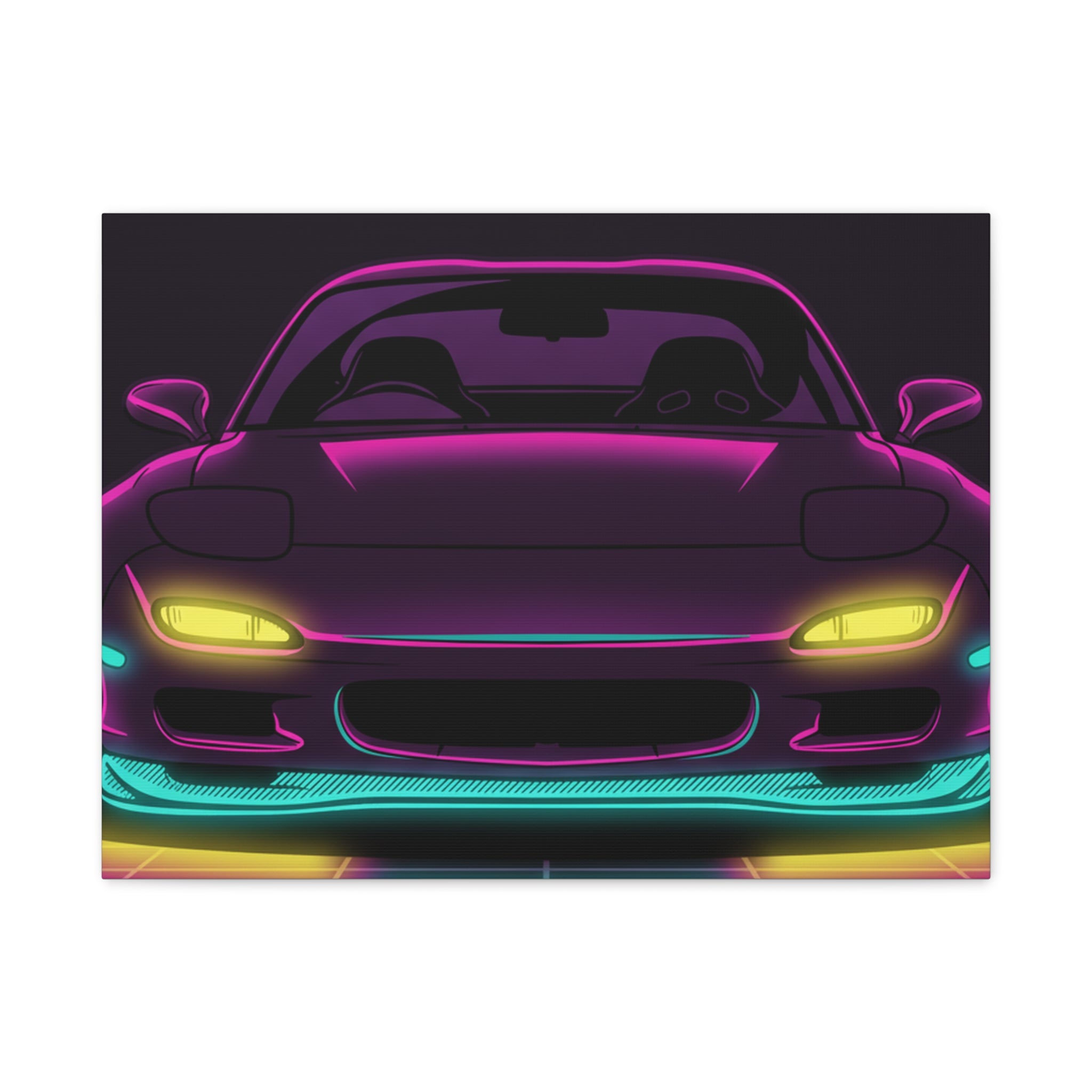 Mazda RX-7 FD Neon Synthwave Canvas Wall Art
