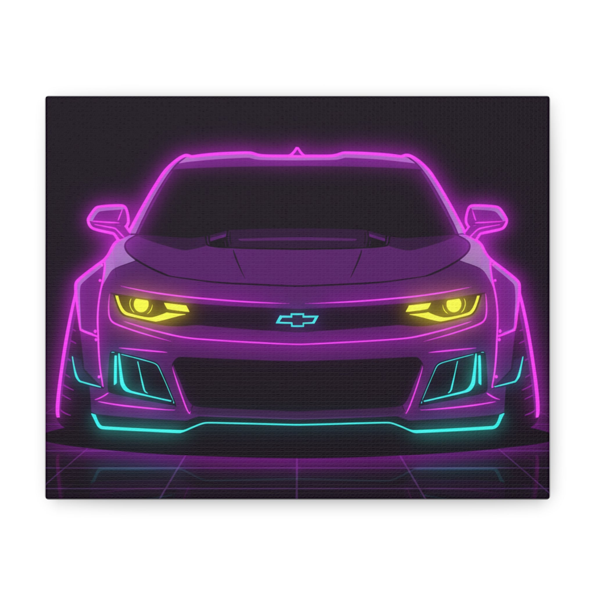 Chevrolet Camaro ZL1 Neon Synthwave Canvas Wall Art