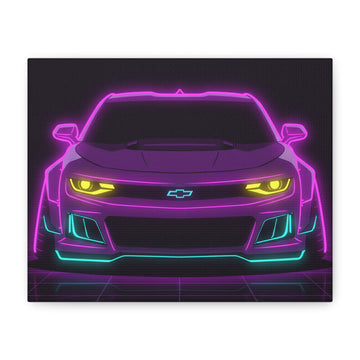 Chevrolet Camaro ZL1 Neon Synthwave Canvas Wall Art