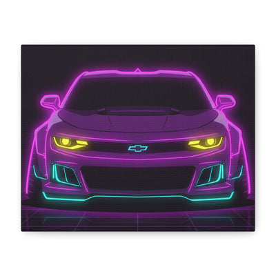 Chevrolet Camaro ZL1 Neon Synthwave Canvas Wall Art