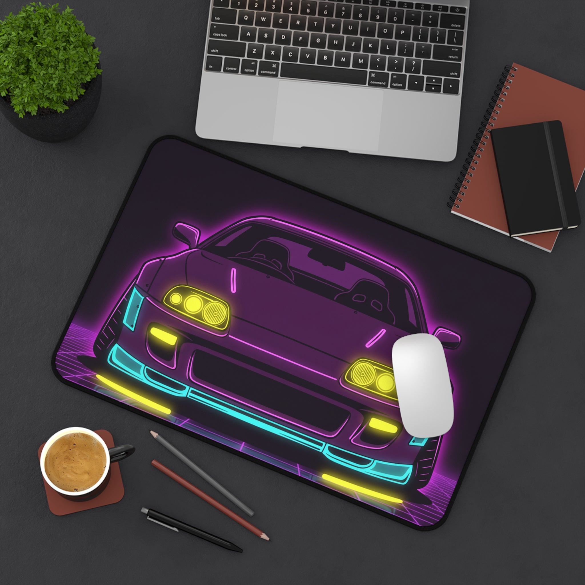 Toyota Supra MK4 Neon Synthwave Desk Mat