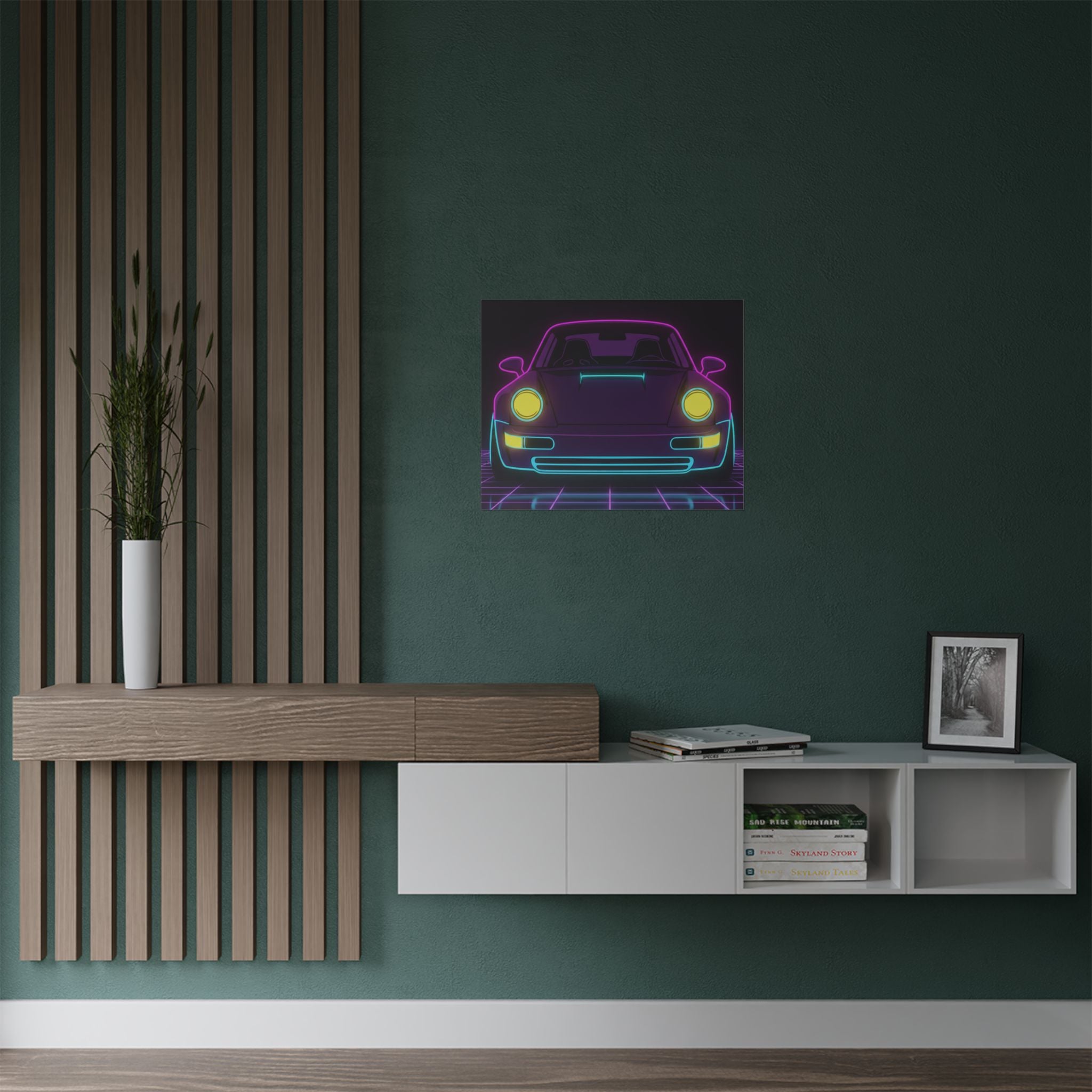 Porsche 964 Singer Neon Synthwave Poster