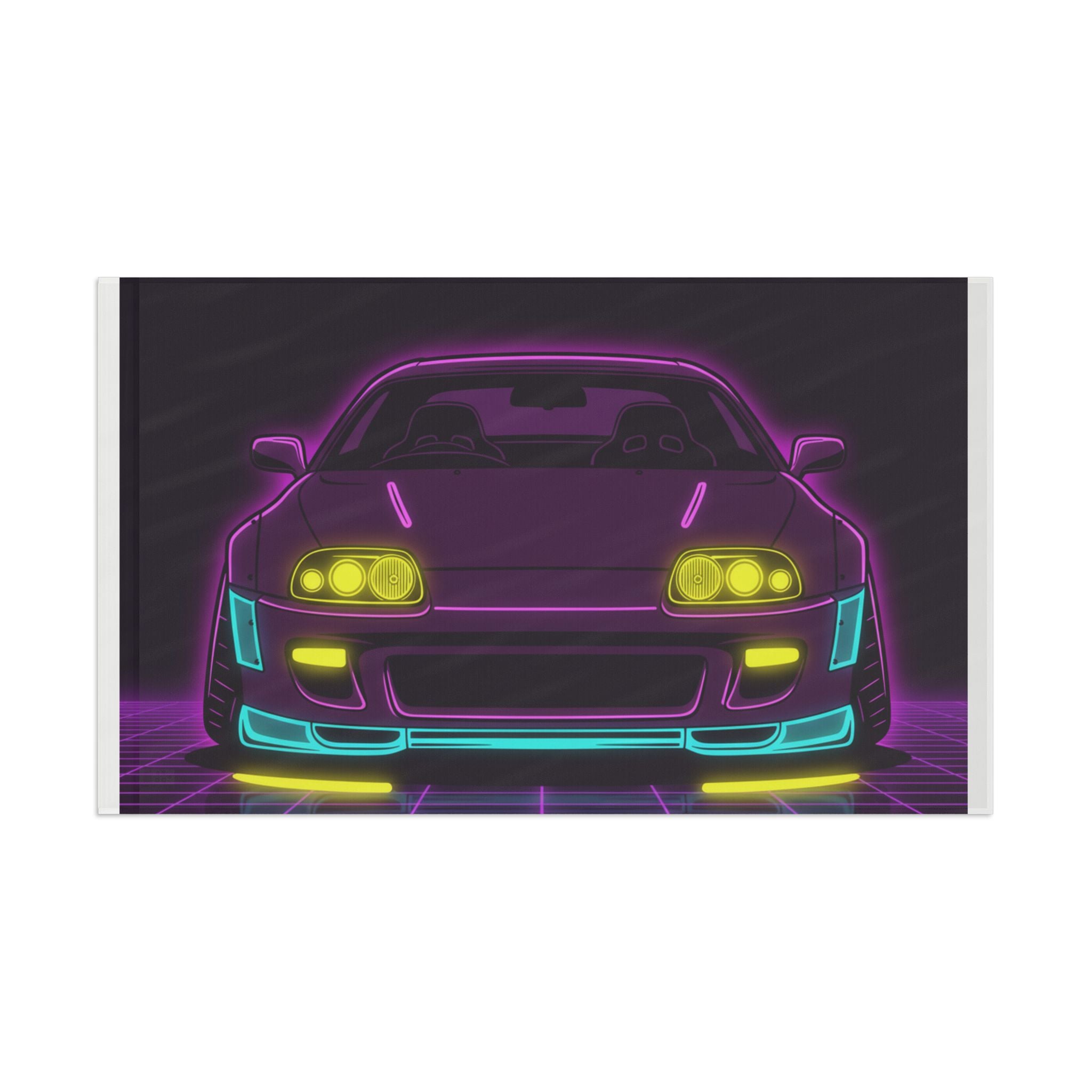 Toyota Supra MK4 Neon Synthwave Garage Flag