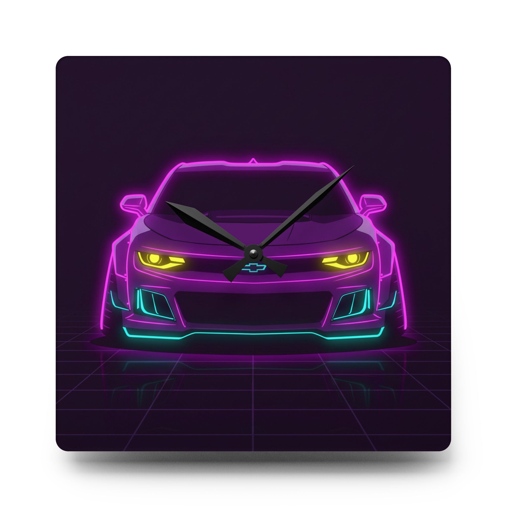 Chevrolet Camaro ZL1 Neon Synthwave Wall Clock