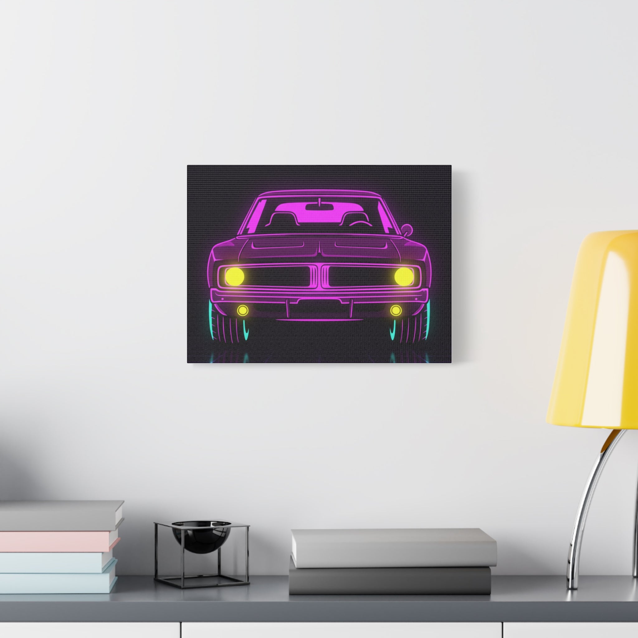 Dodge Charger R/T (1968-70) Resto-Mod Neon Synthwave Canvas Wall Art