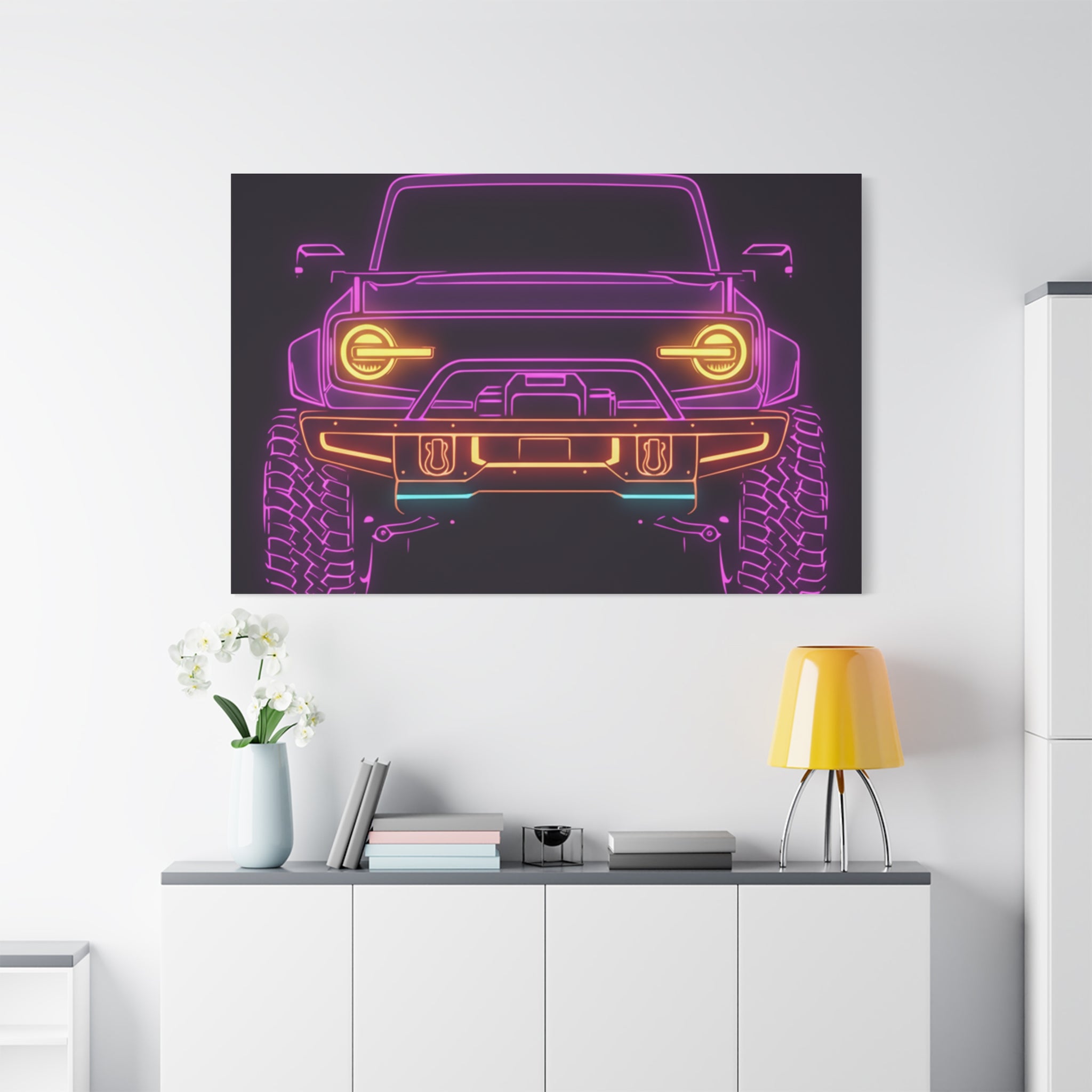 Ford Bronco (2021+) Neon Synthwave Canvas Wall Art
