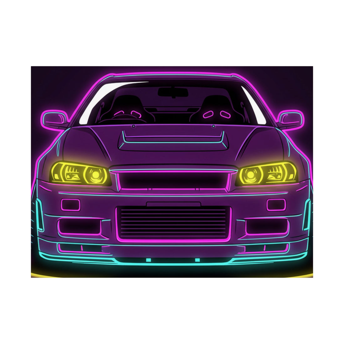 Nissan GT-R Neon Synthwave Poster