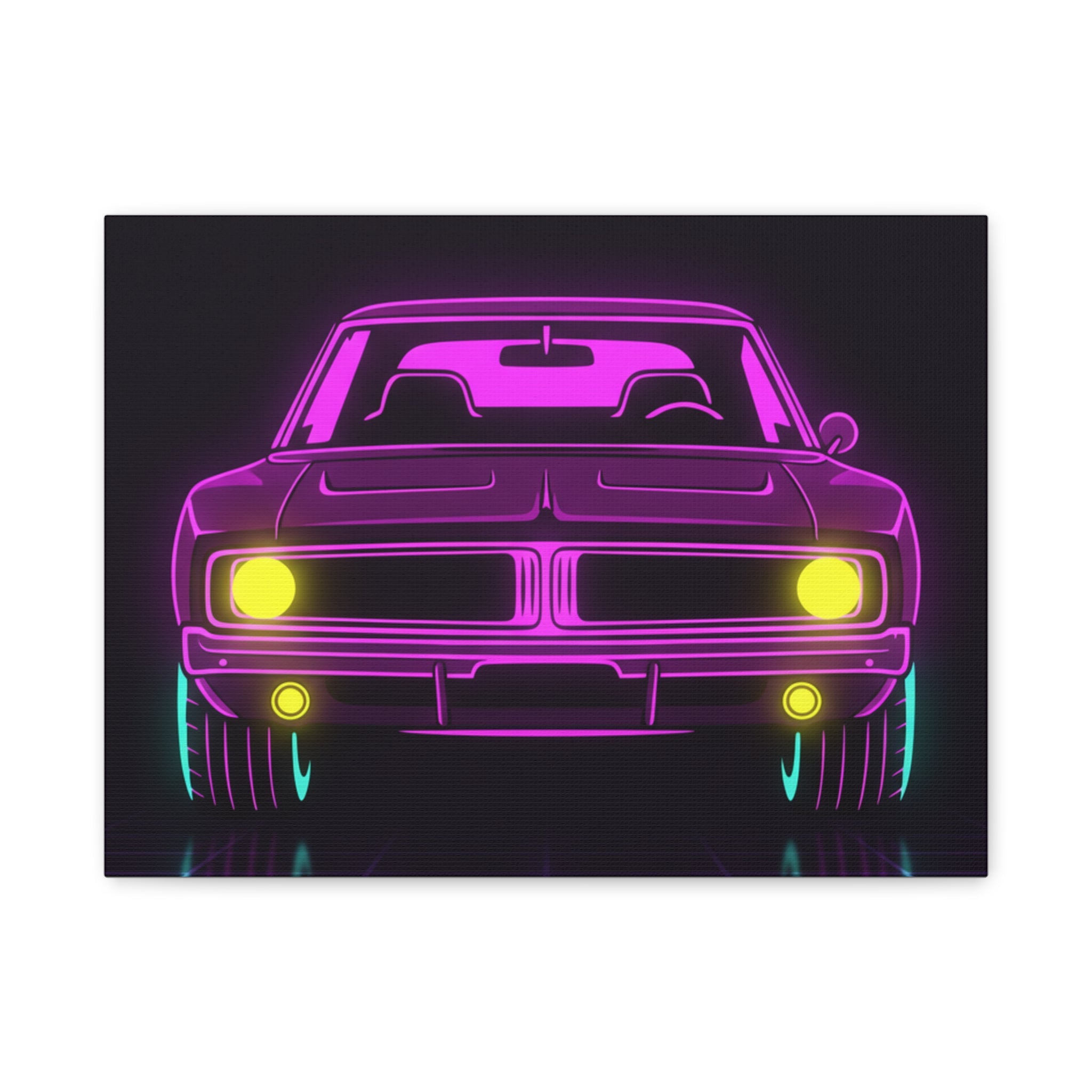 Dodge Charger R/T (1968-70) Resto-Mod Neon Synthwave Canvas Wall Art