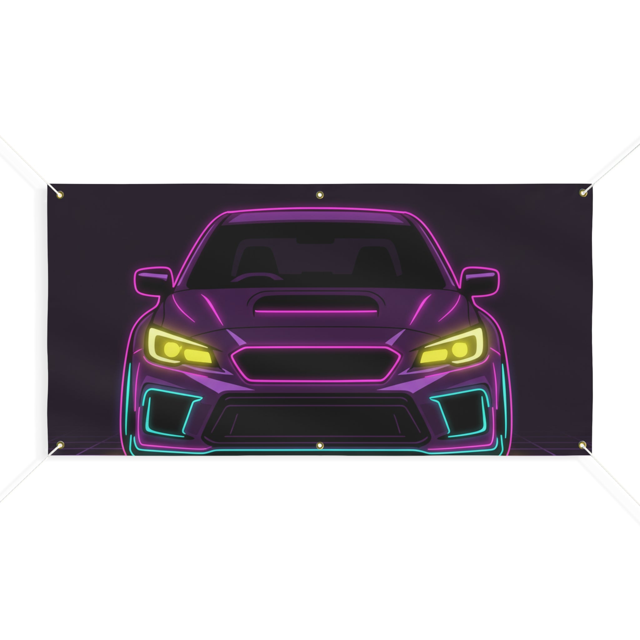 Subaru WRX STI Neon Synthwave Banner