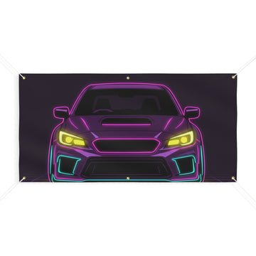 Subaru WRX STI Neon Synthwave Banner