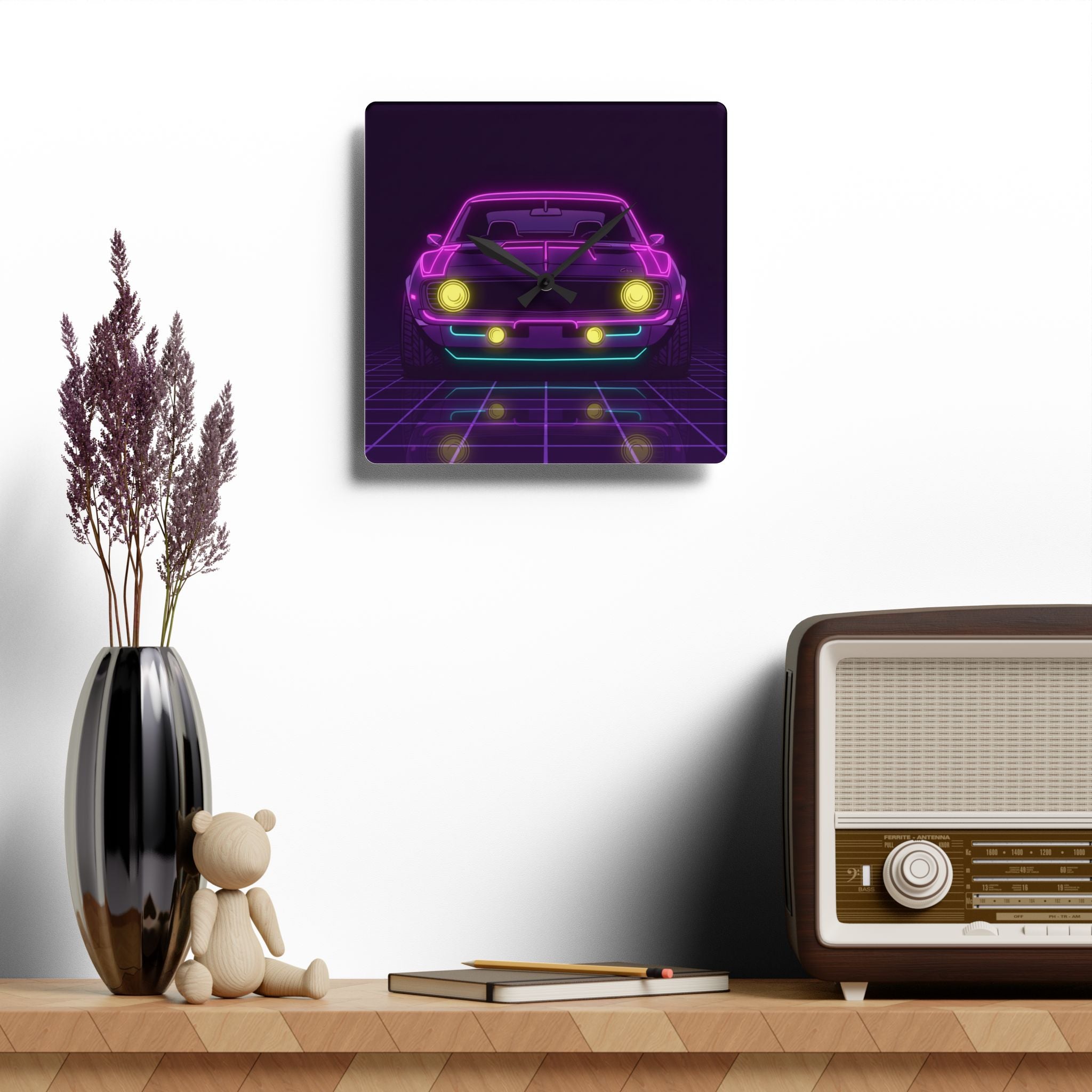 1969 Chevrolet Camaro SS Neon Synthwave Wall Clock