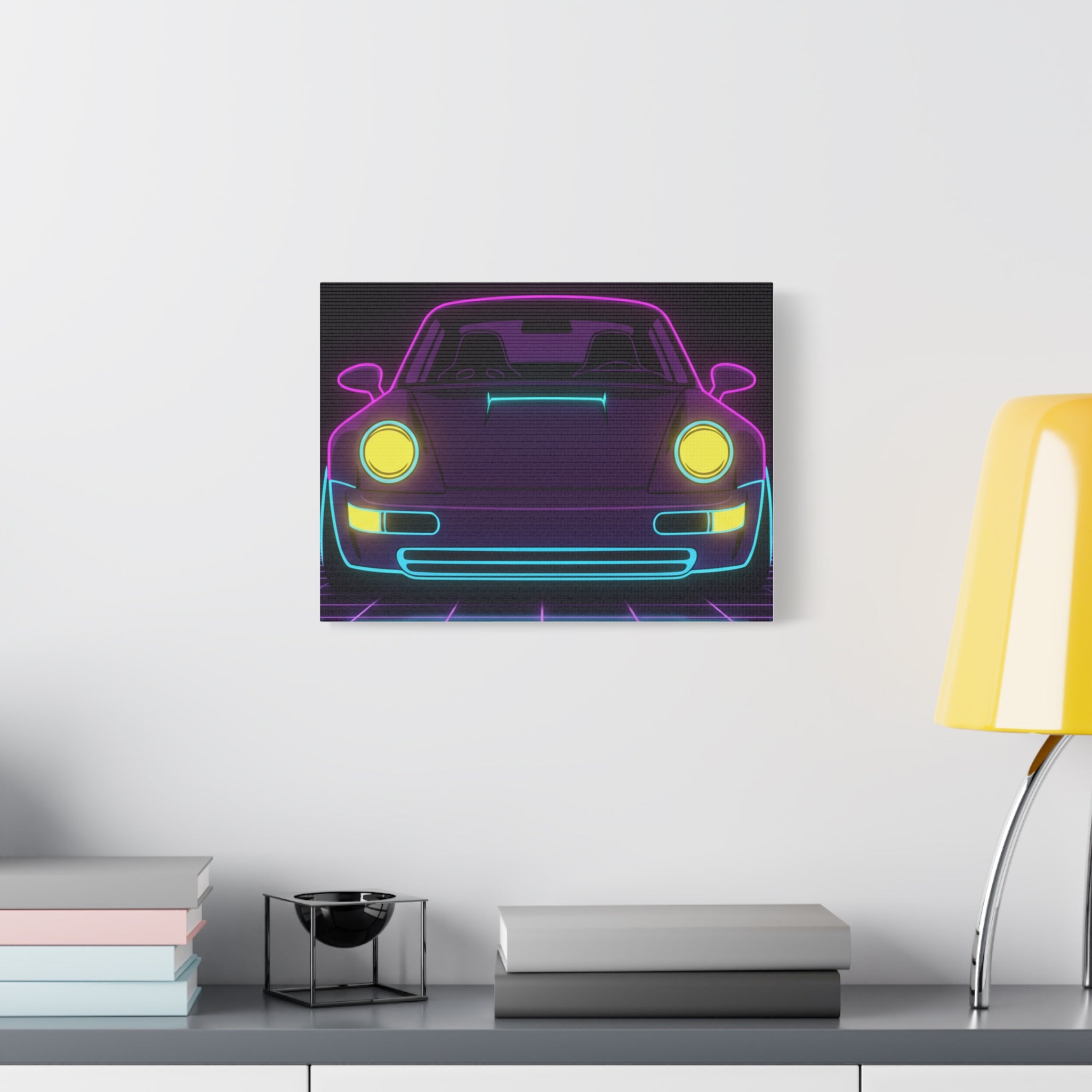 Porsche 964 Singer Neon Synthwave Canvas Wall Art