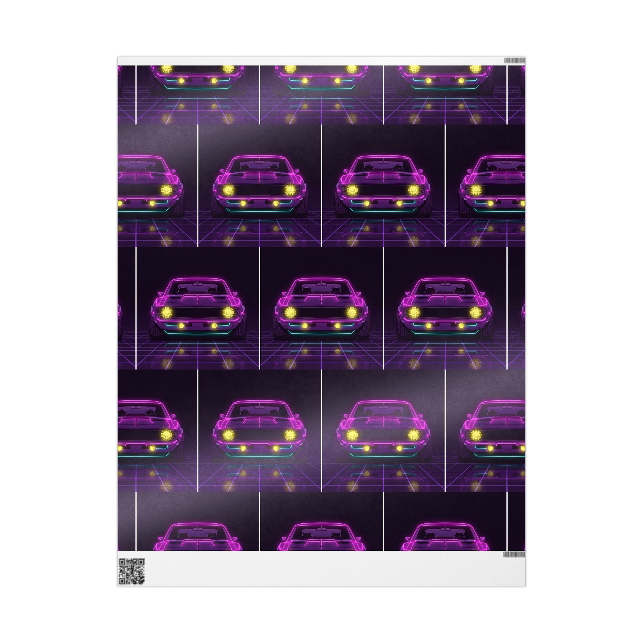 1969 Chevrolet Camaro SS Neon Synthwave Gift Wrapping Paper
